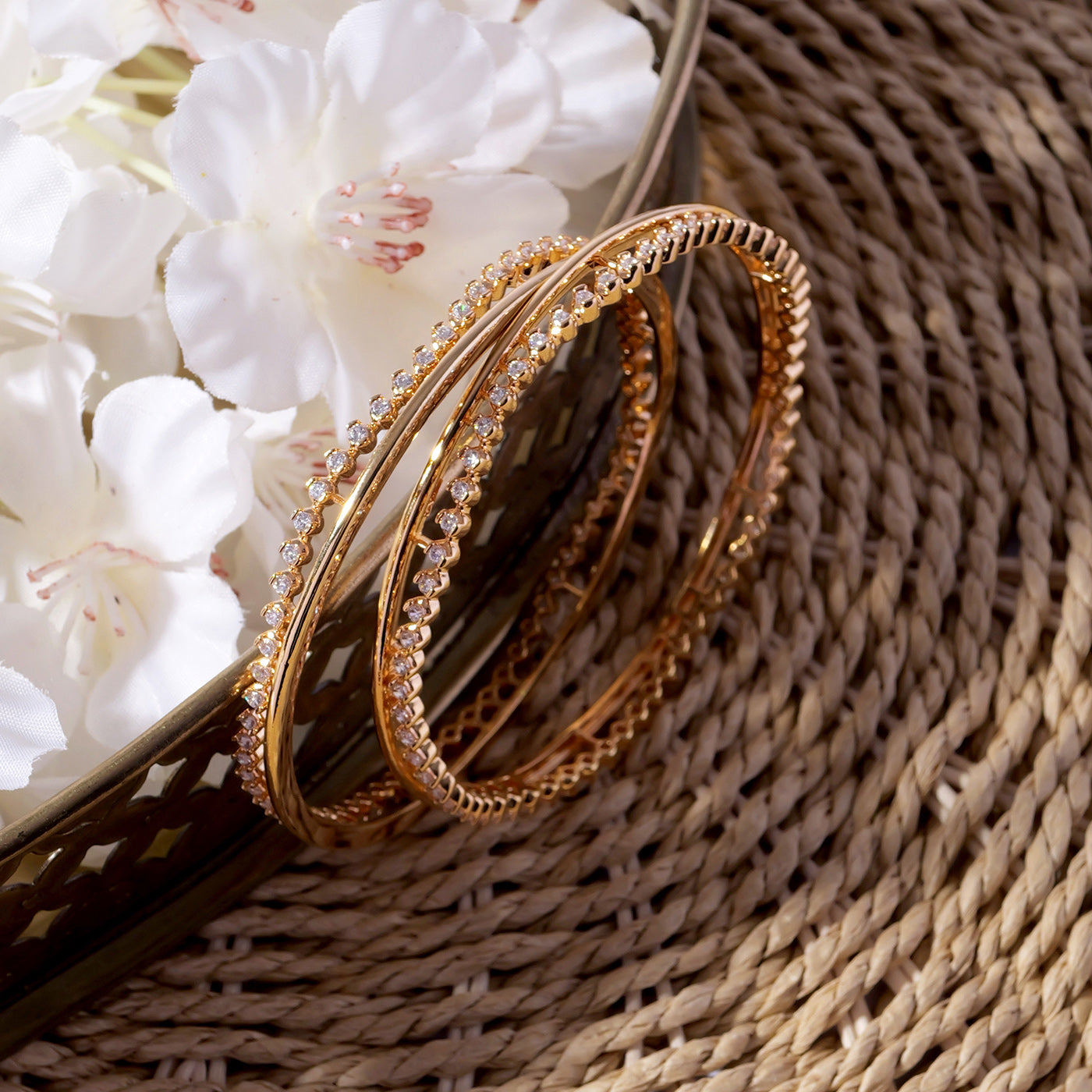 Amelie Cubic Zirconia Bangles in White