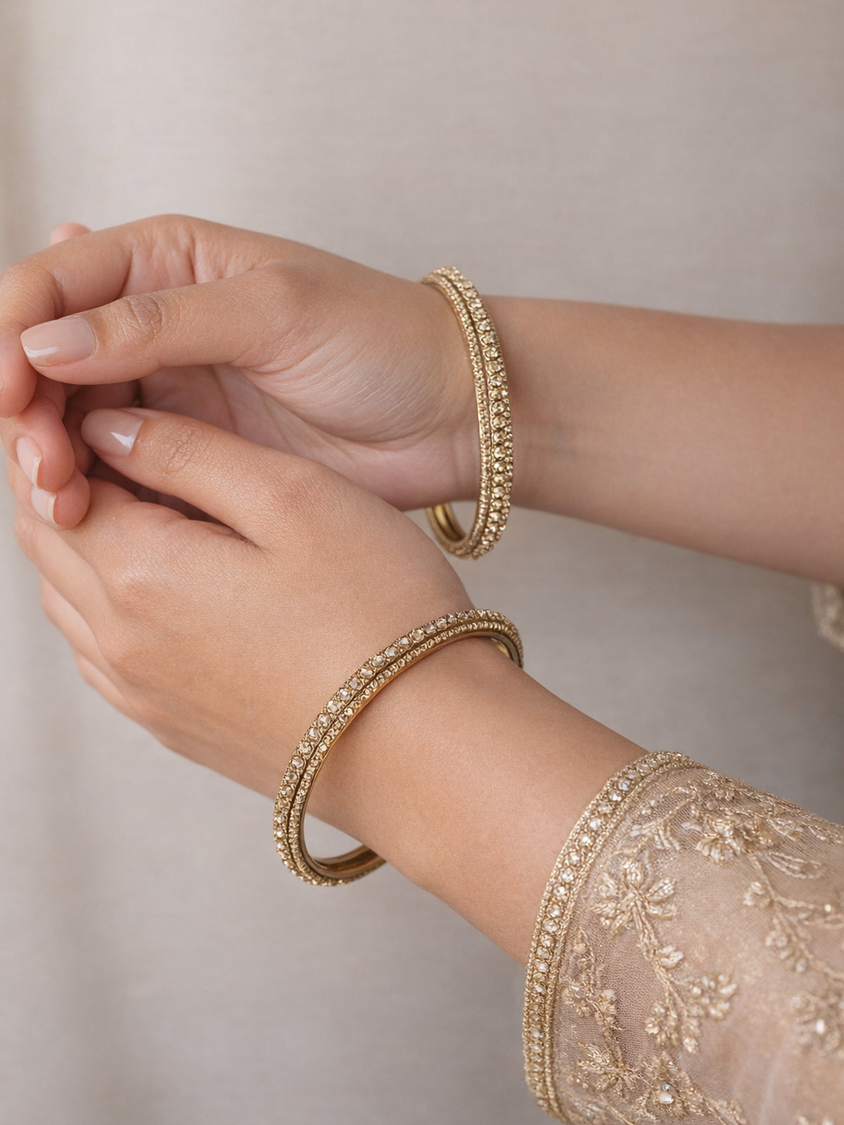 Ameya Cubic Zirconia Bangles in Champagne