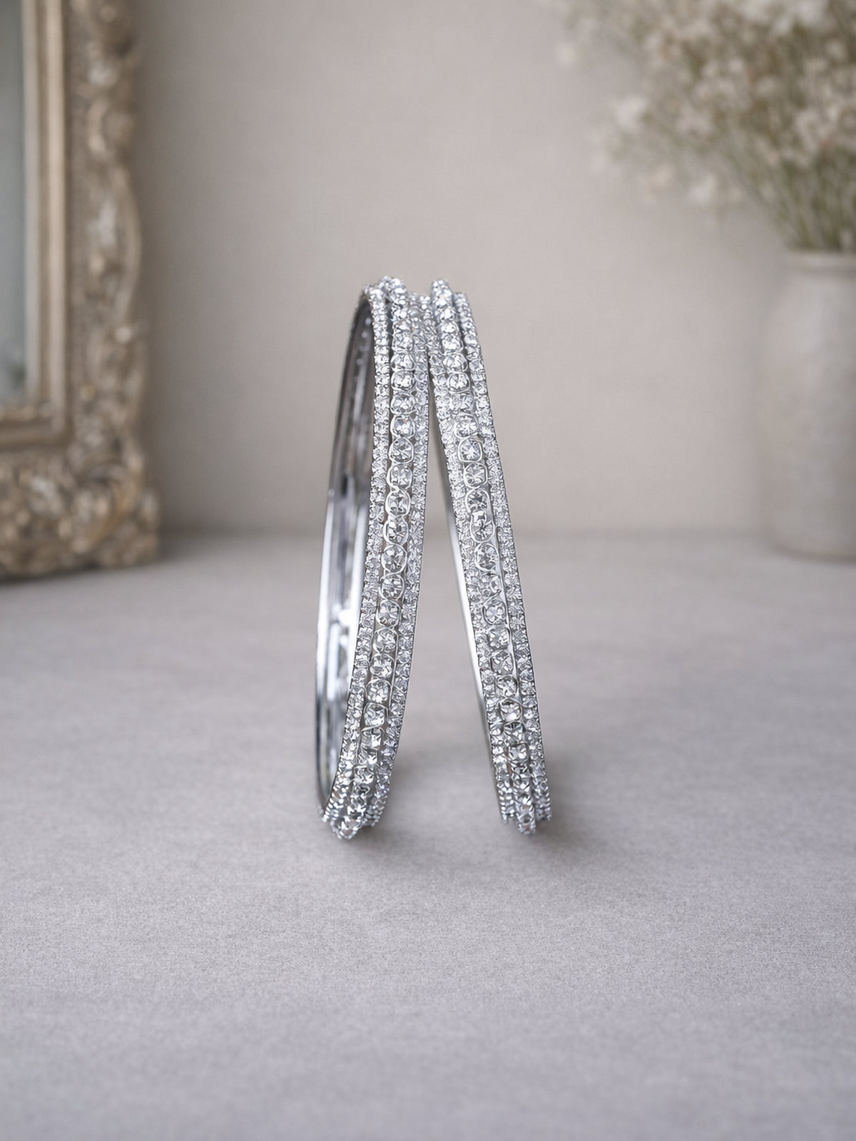 Ameya Cubic Zirconia Bangles in Rhodium