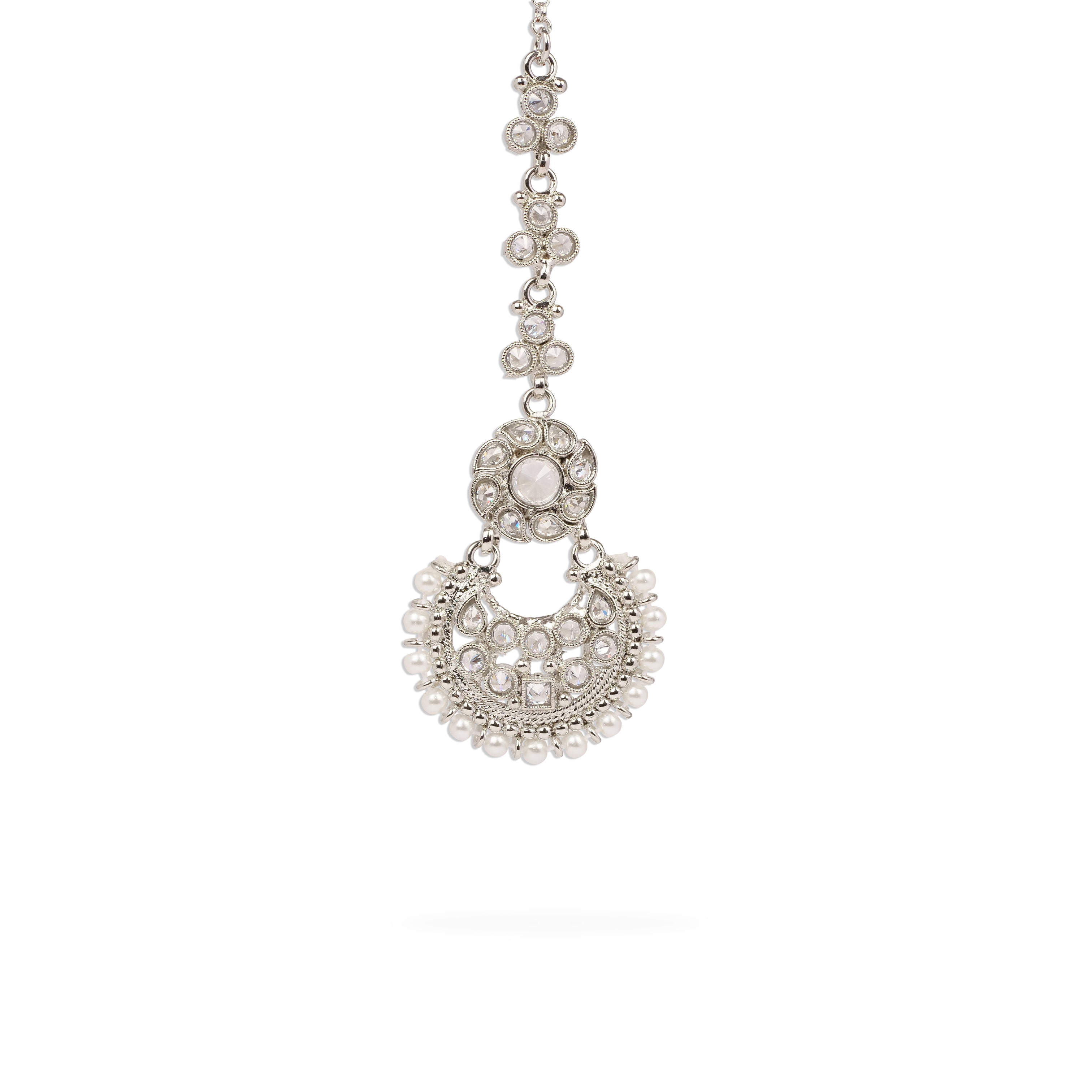 Amina Chand Maang Tikka in Rhodium