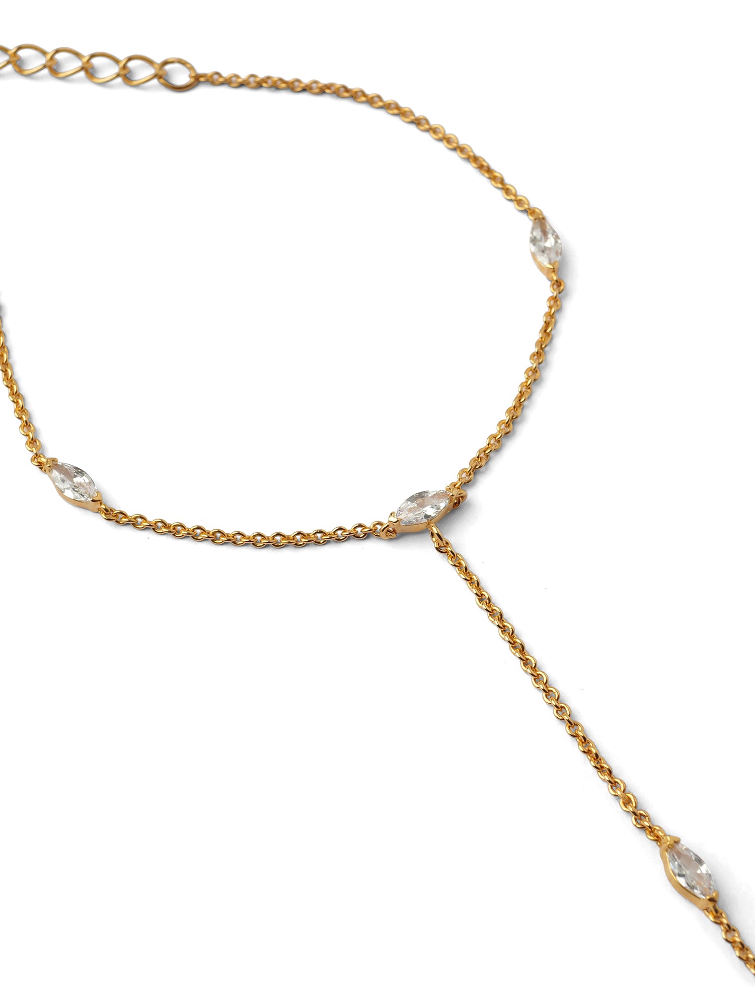 Amna Cubic Zirconia Hand Chain in Gold