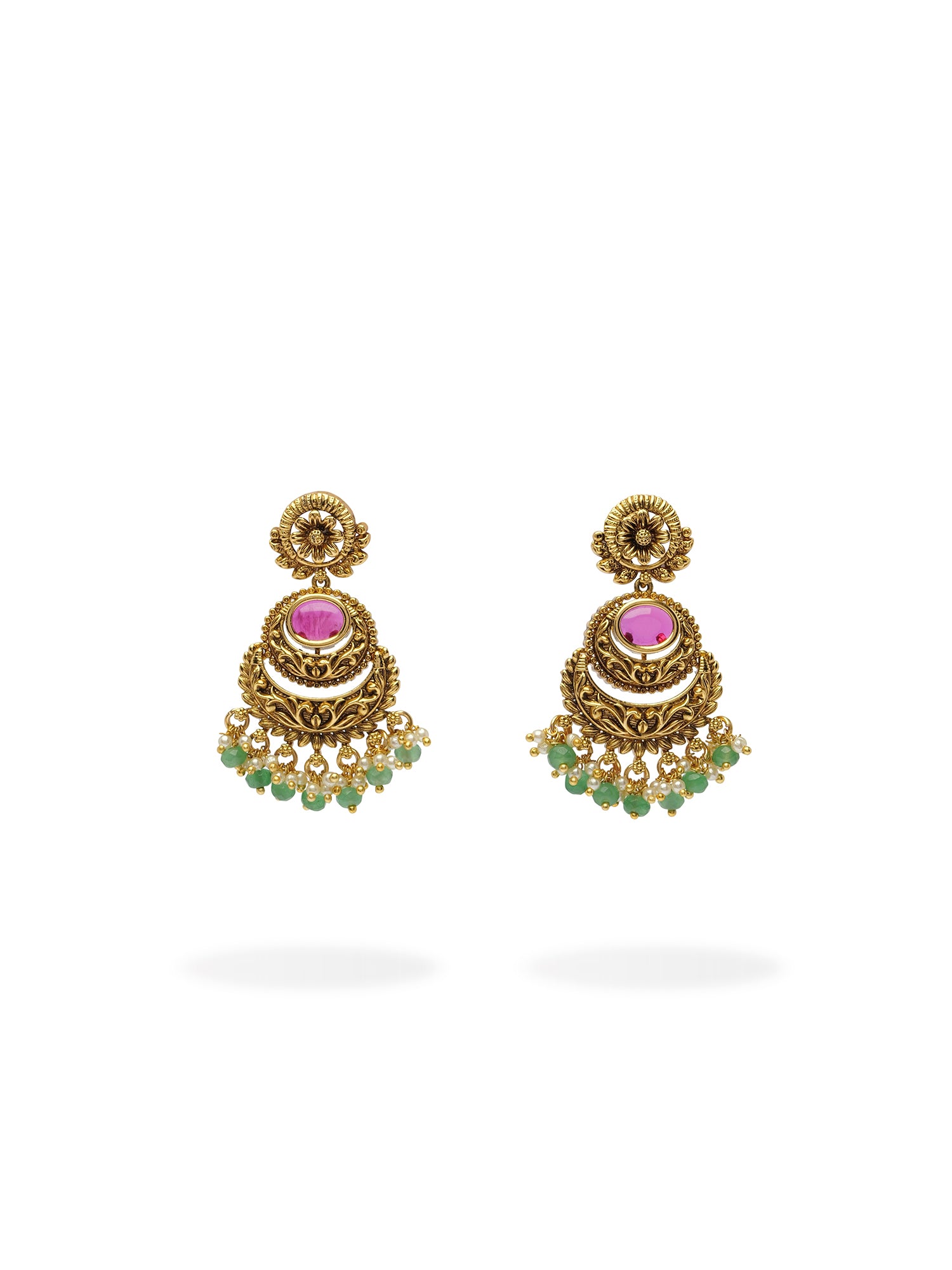 Amoda Kundan Earrings in Ruby and Mint