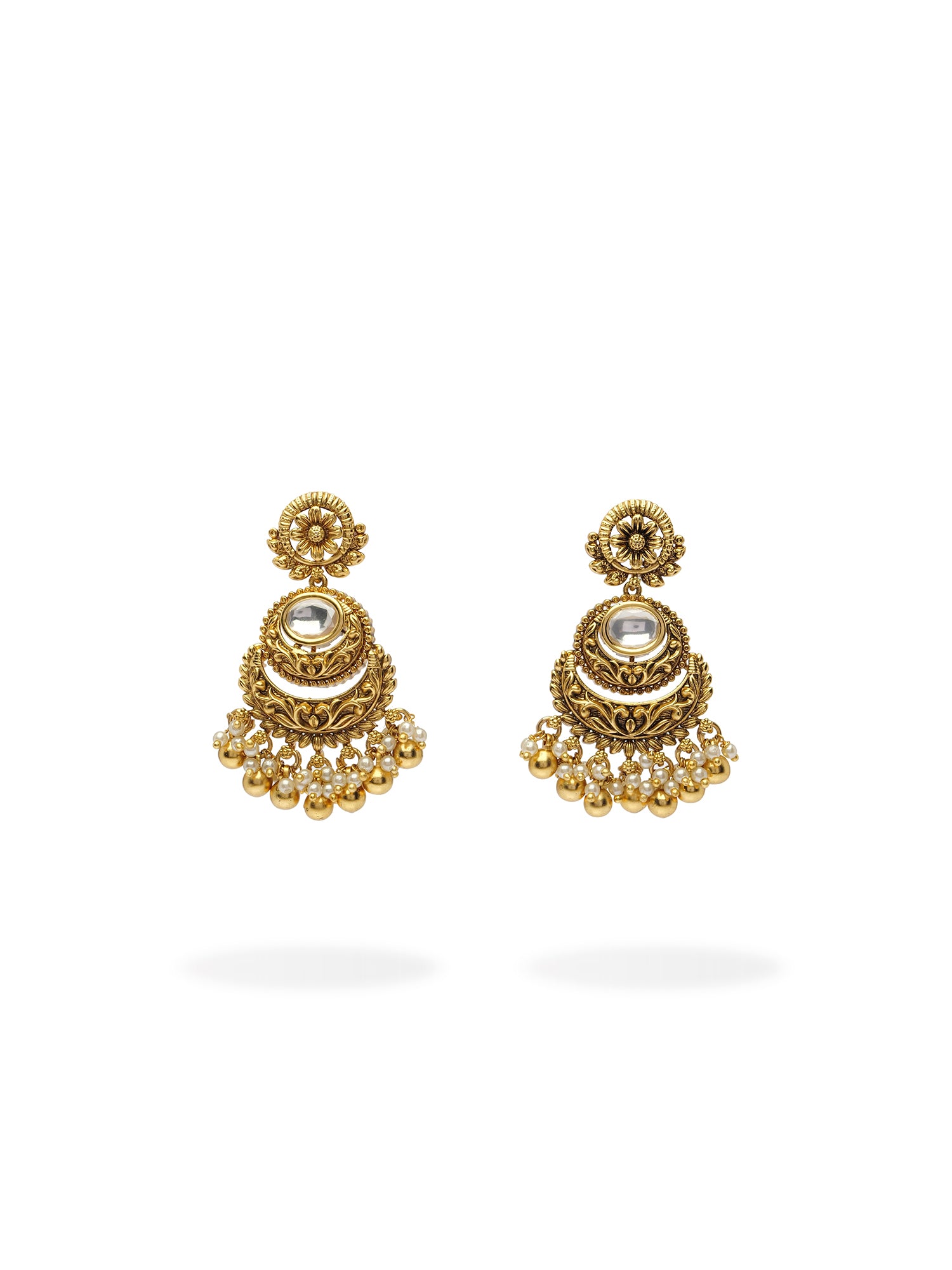 Amoda Kundan Earrings in White