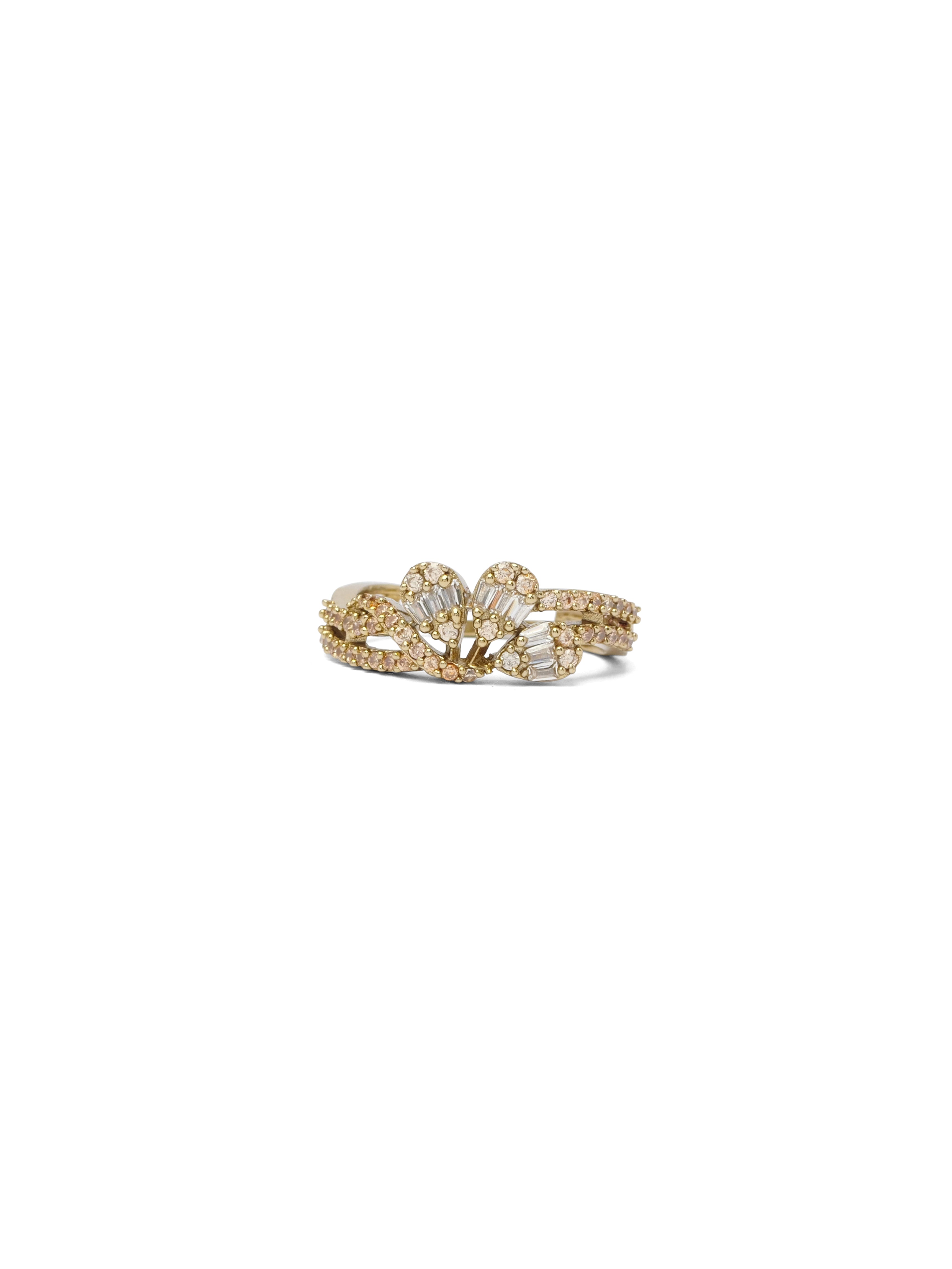 Analia Cubic Zirconia Ring in Champagne and Antique Gold 