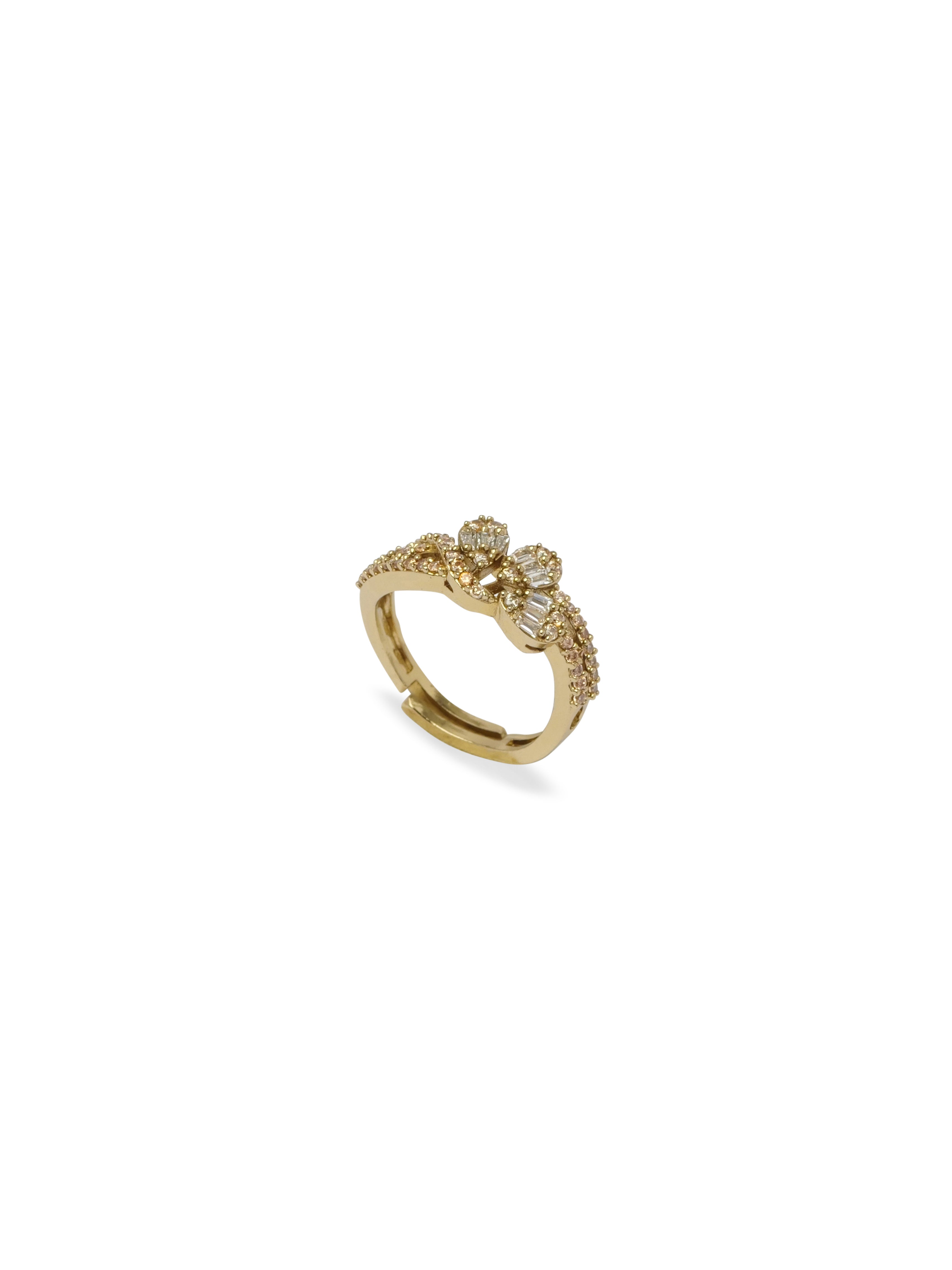 Analia Cubic Zirconia Ring in Champagne and Antique Gold 