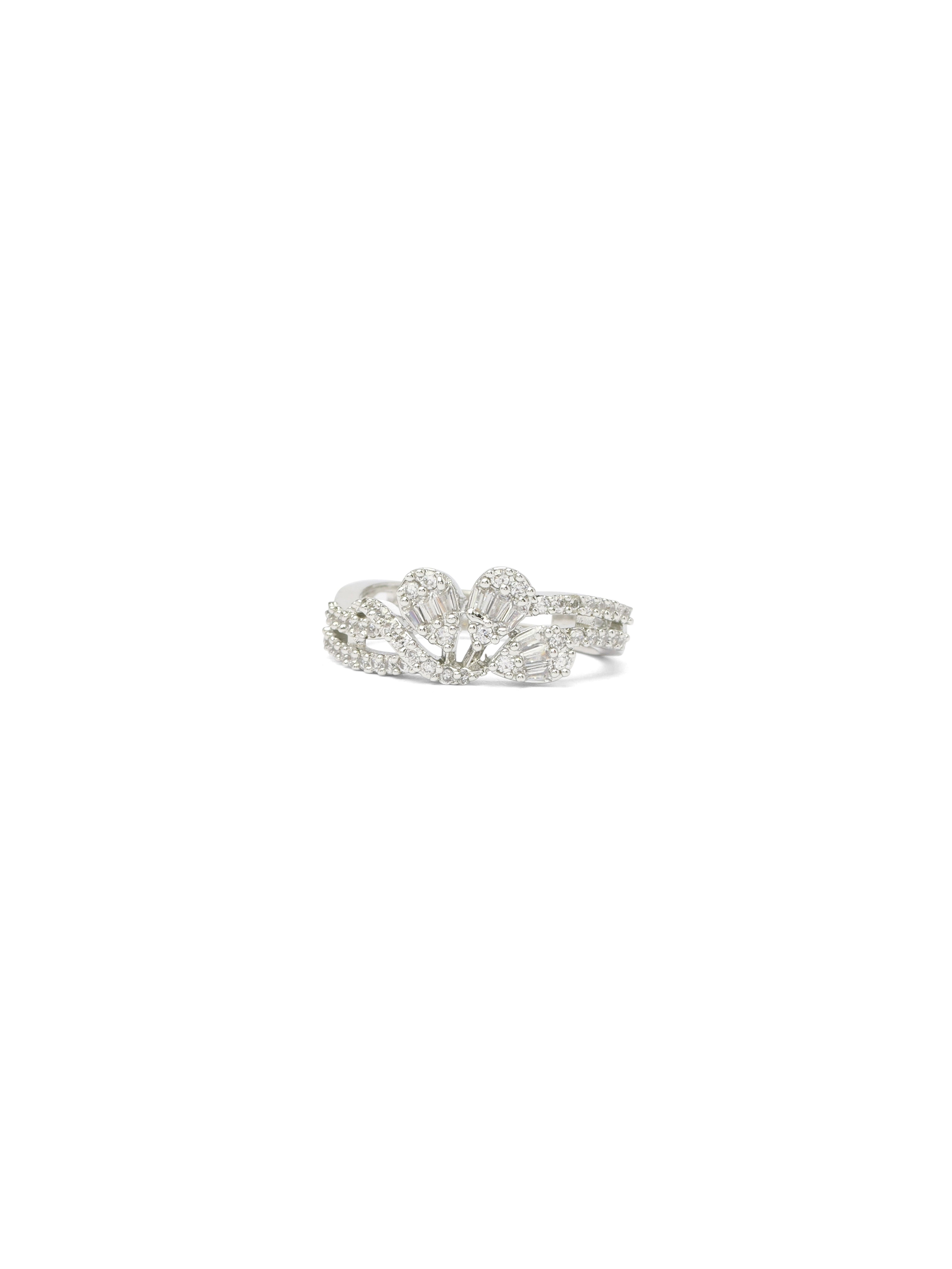 Amoli Cubic Zirconia Ring in Rhodium