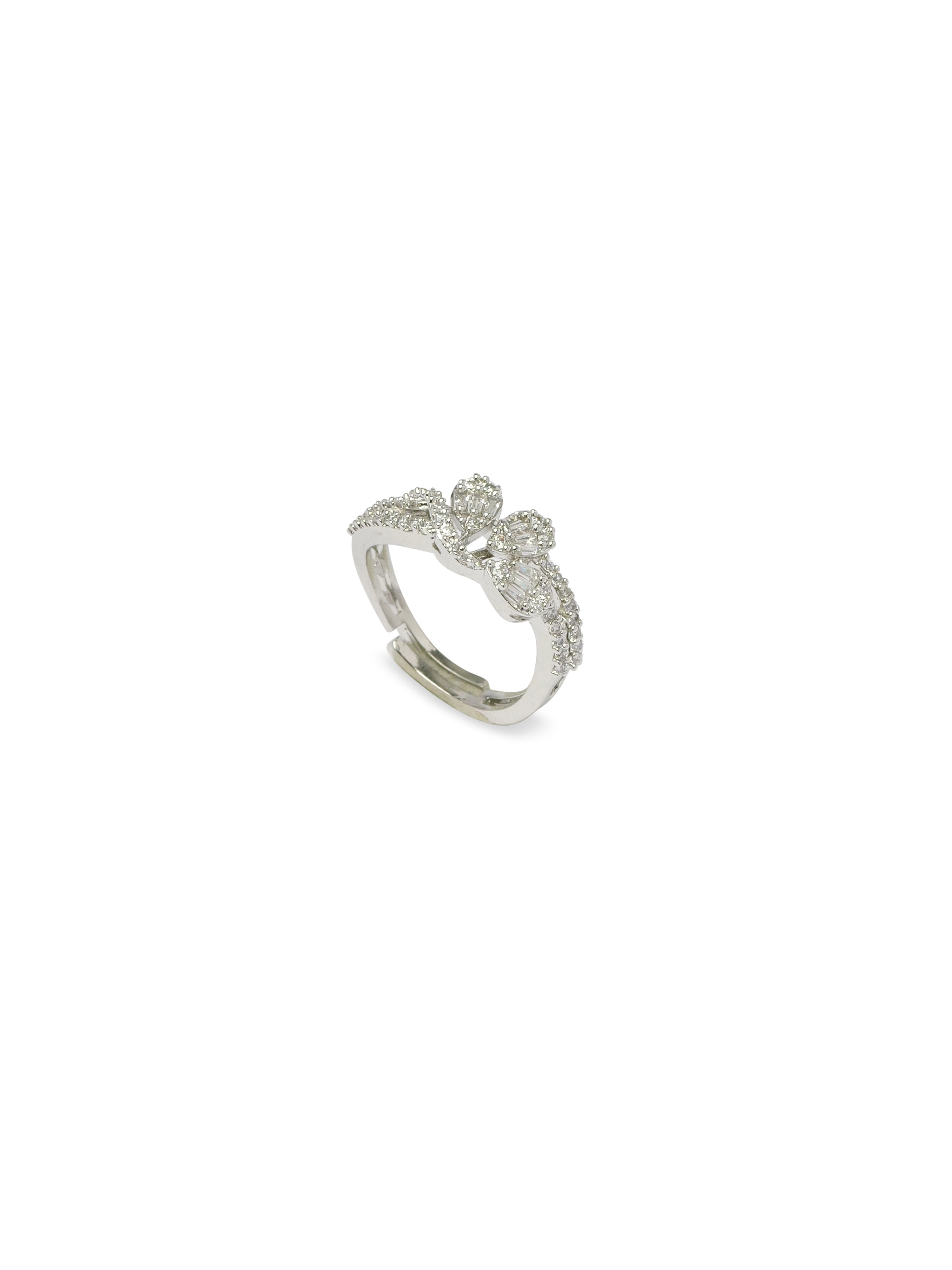 Amoli Cubic Zirconia Ring in Rhodium