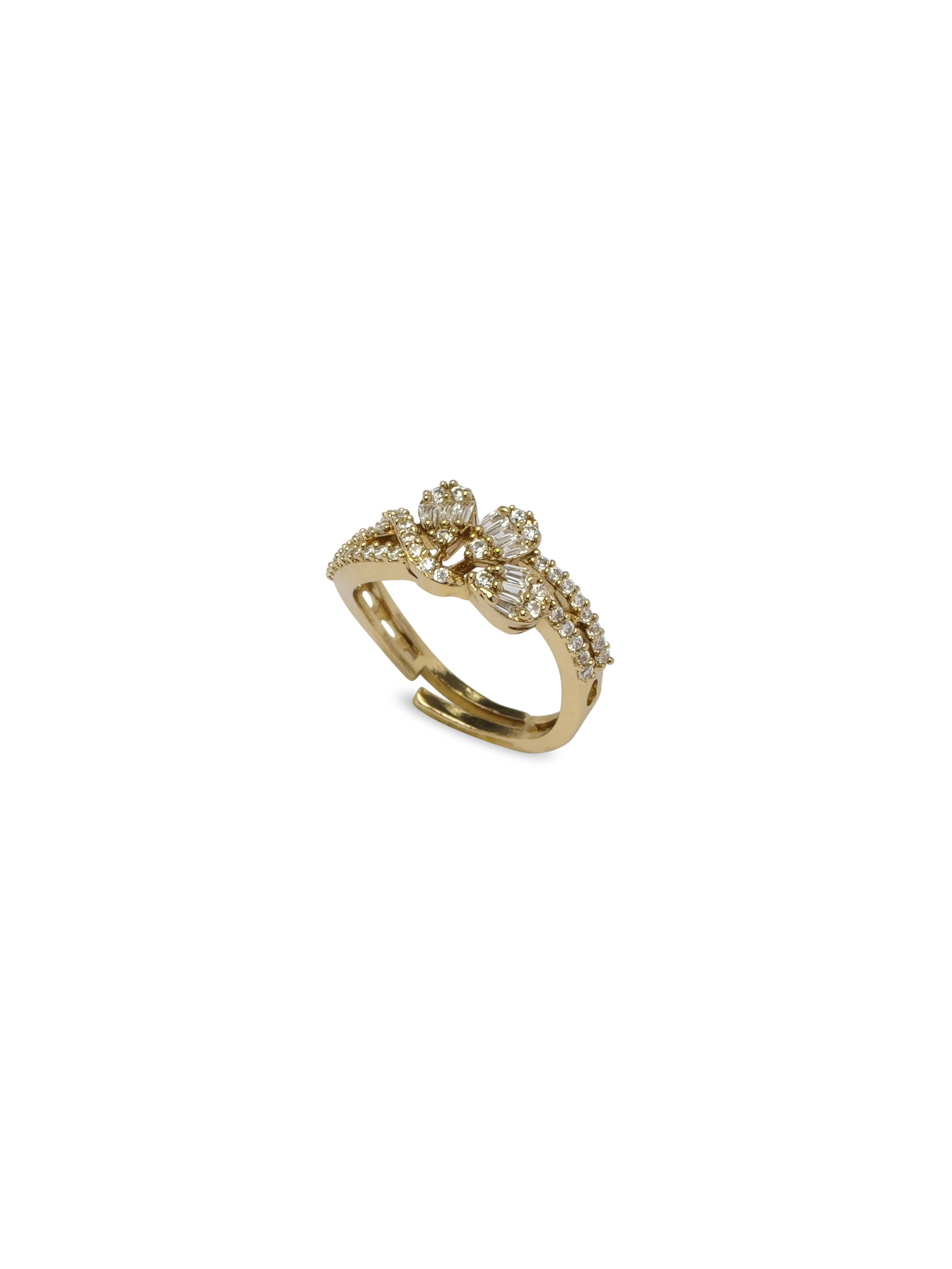 Amoli Cubic Zirconia Ring in White and Antique Gold