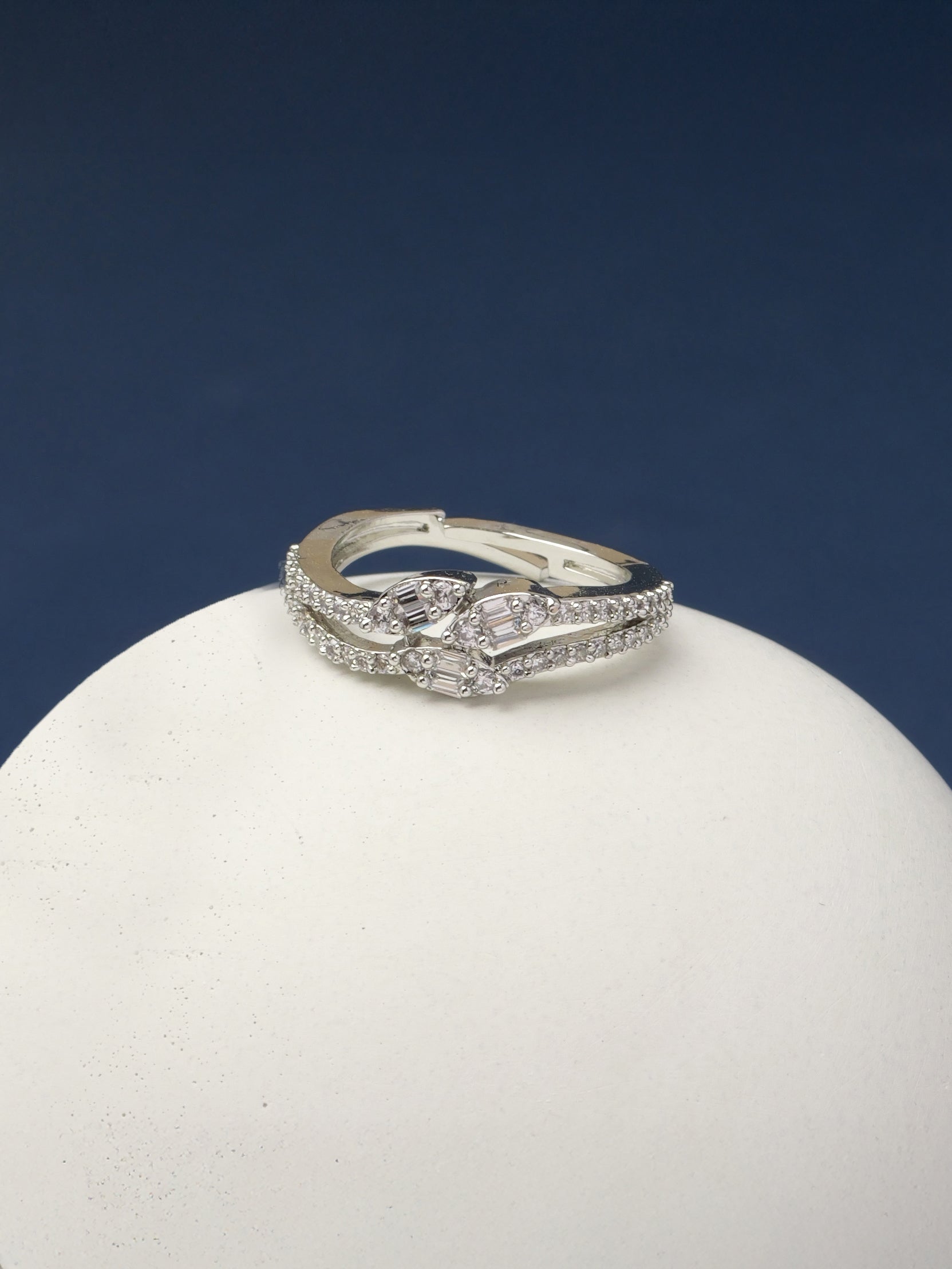 Analia Cubic Zirconia Ring in Rhodium