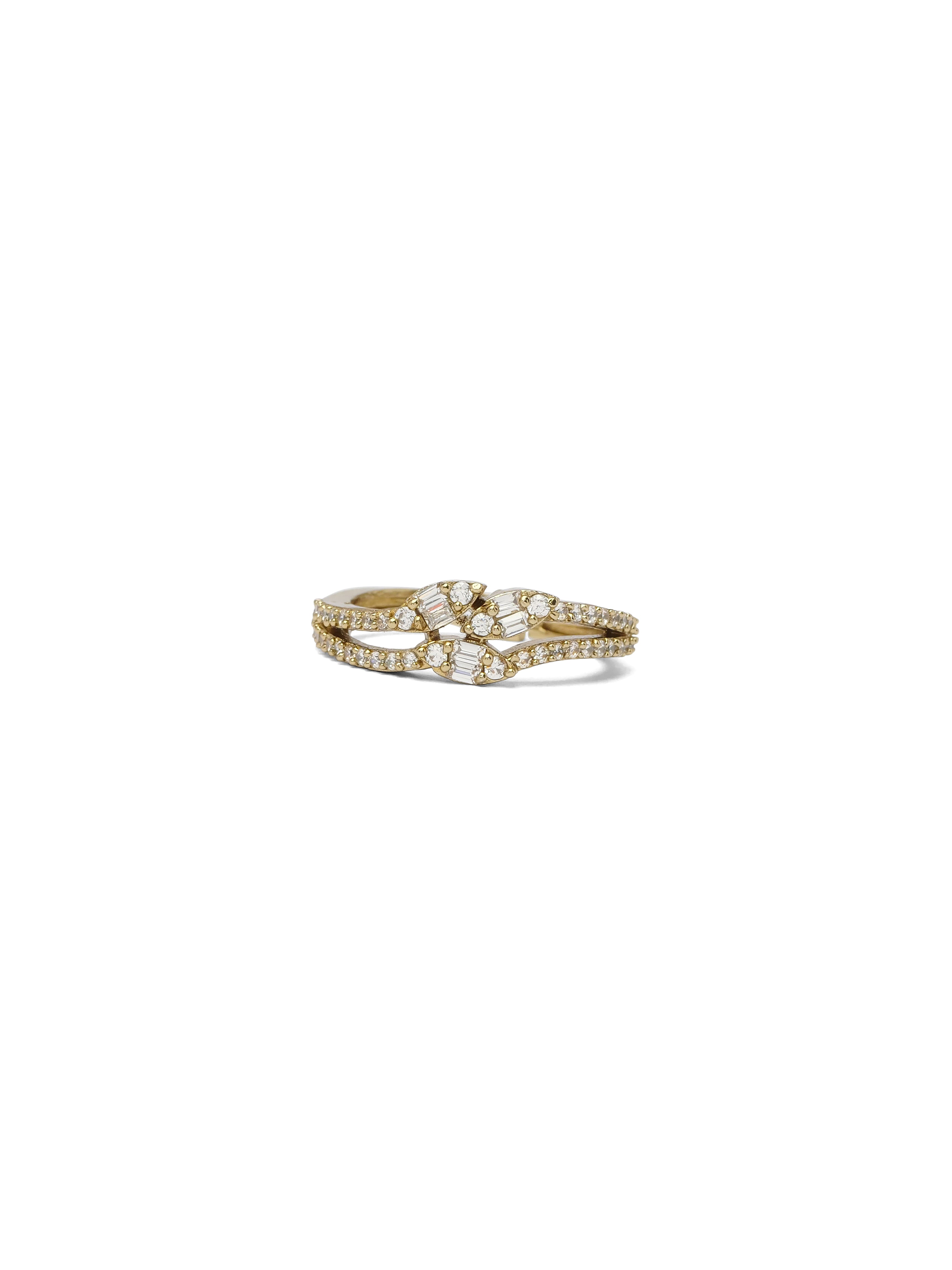 Analia Cubic Zirconia Ring in White and Antique Gold