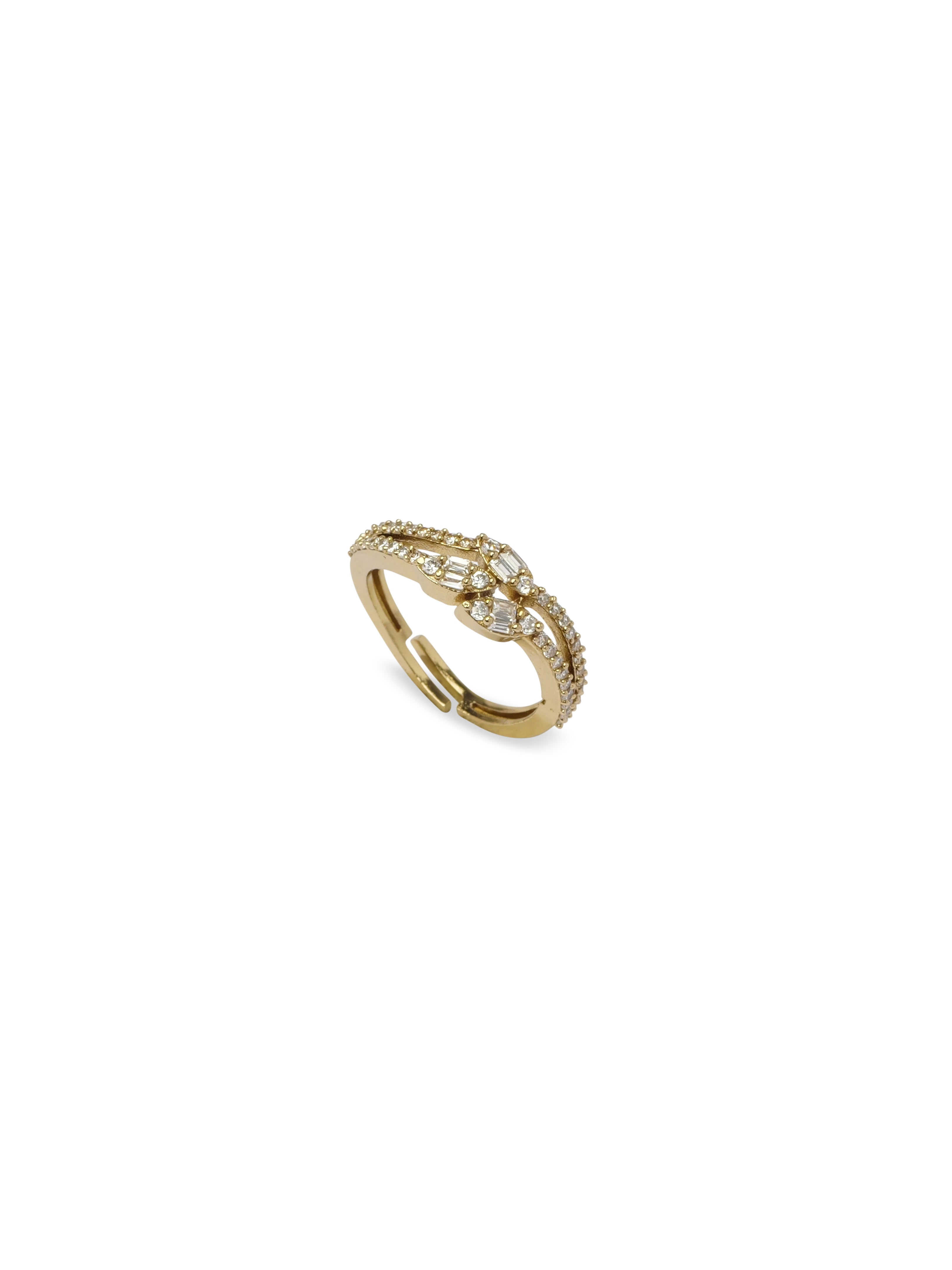 Analia Cubic Zirconia Ring in White and Antique Gold