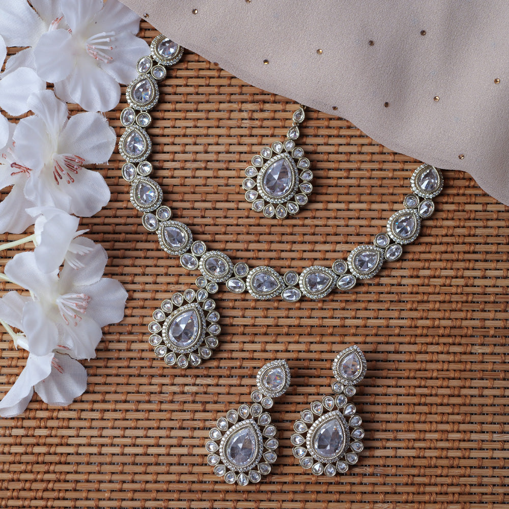 Ananya Necklace Set in White