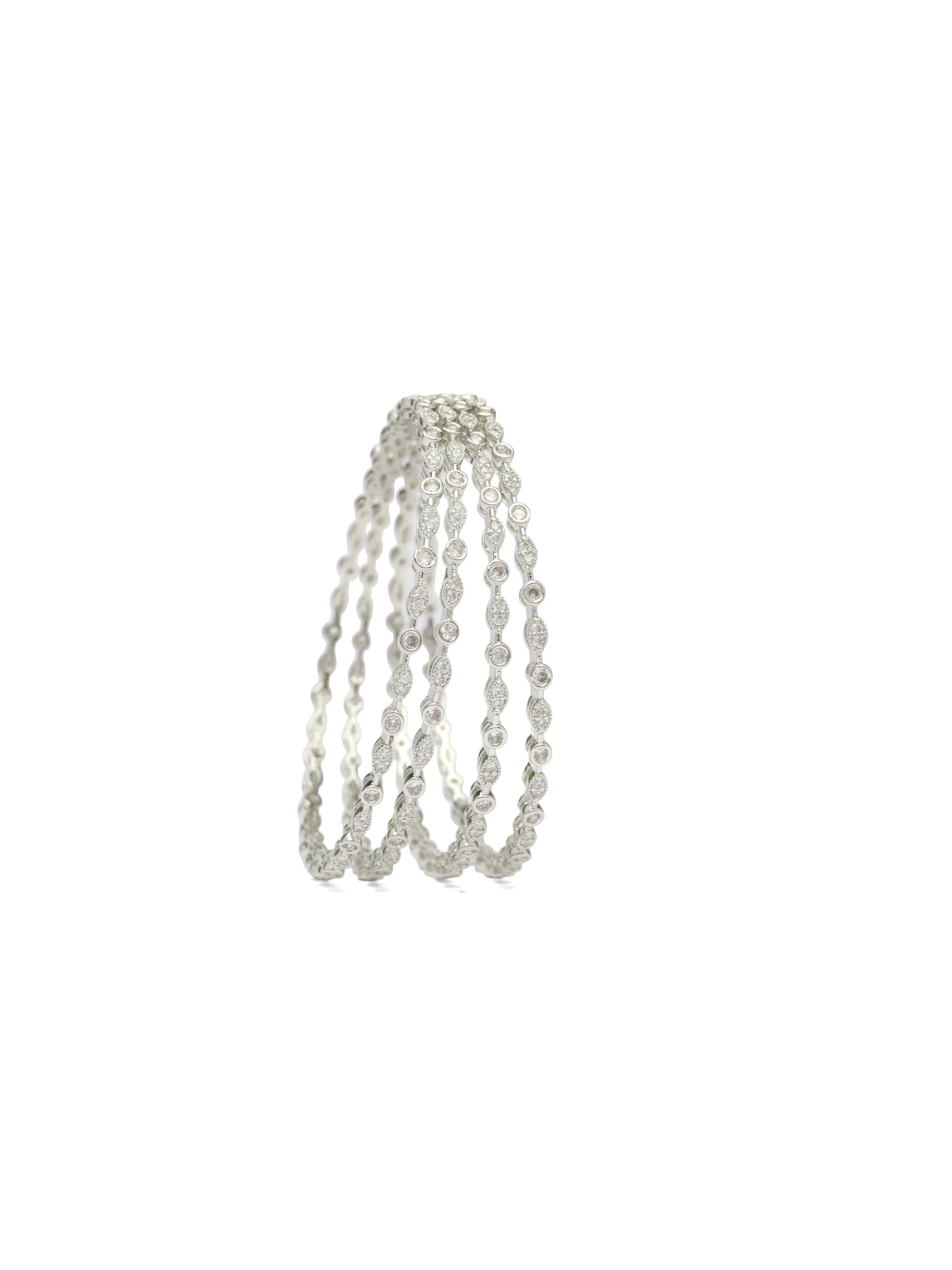 Anara Cubic Zirconia Bangles in Rhodium