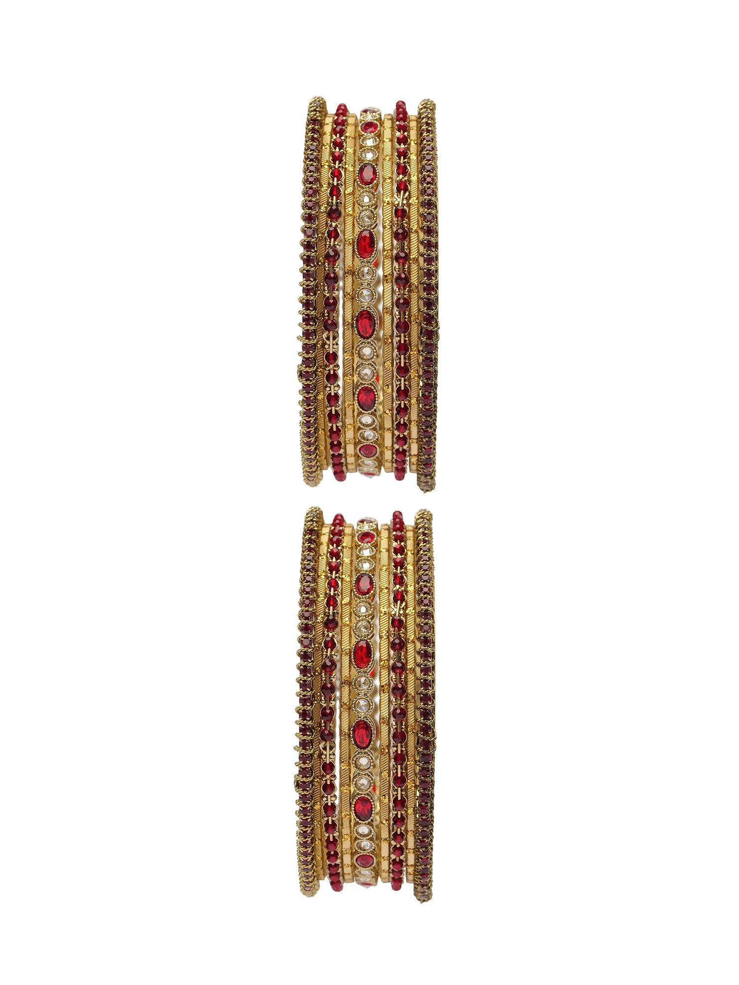 Anaya Bangle Set in Maroon and Antique Gold