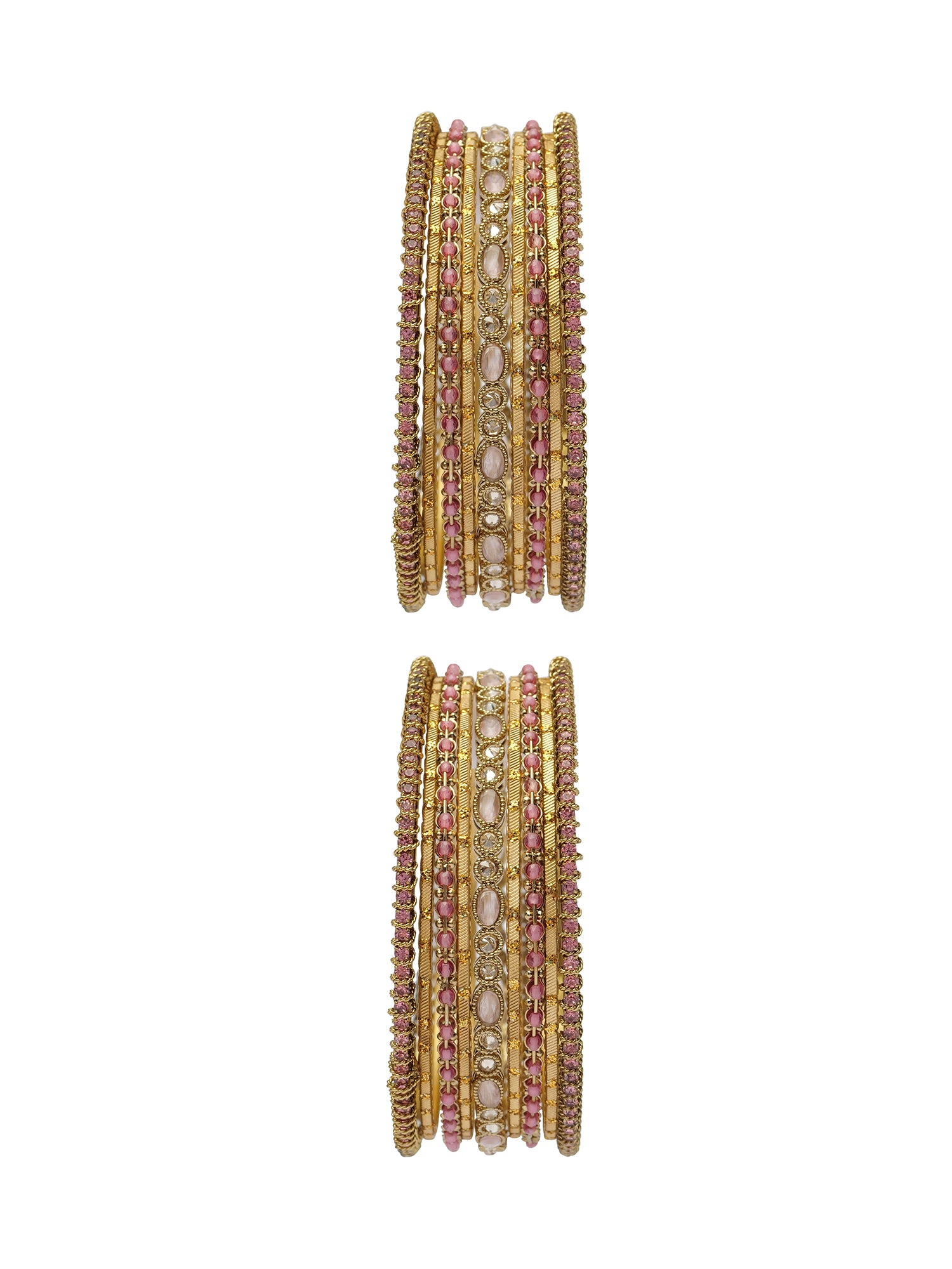 Anaya Bangle Set in Pink and Antique Gold