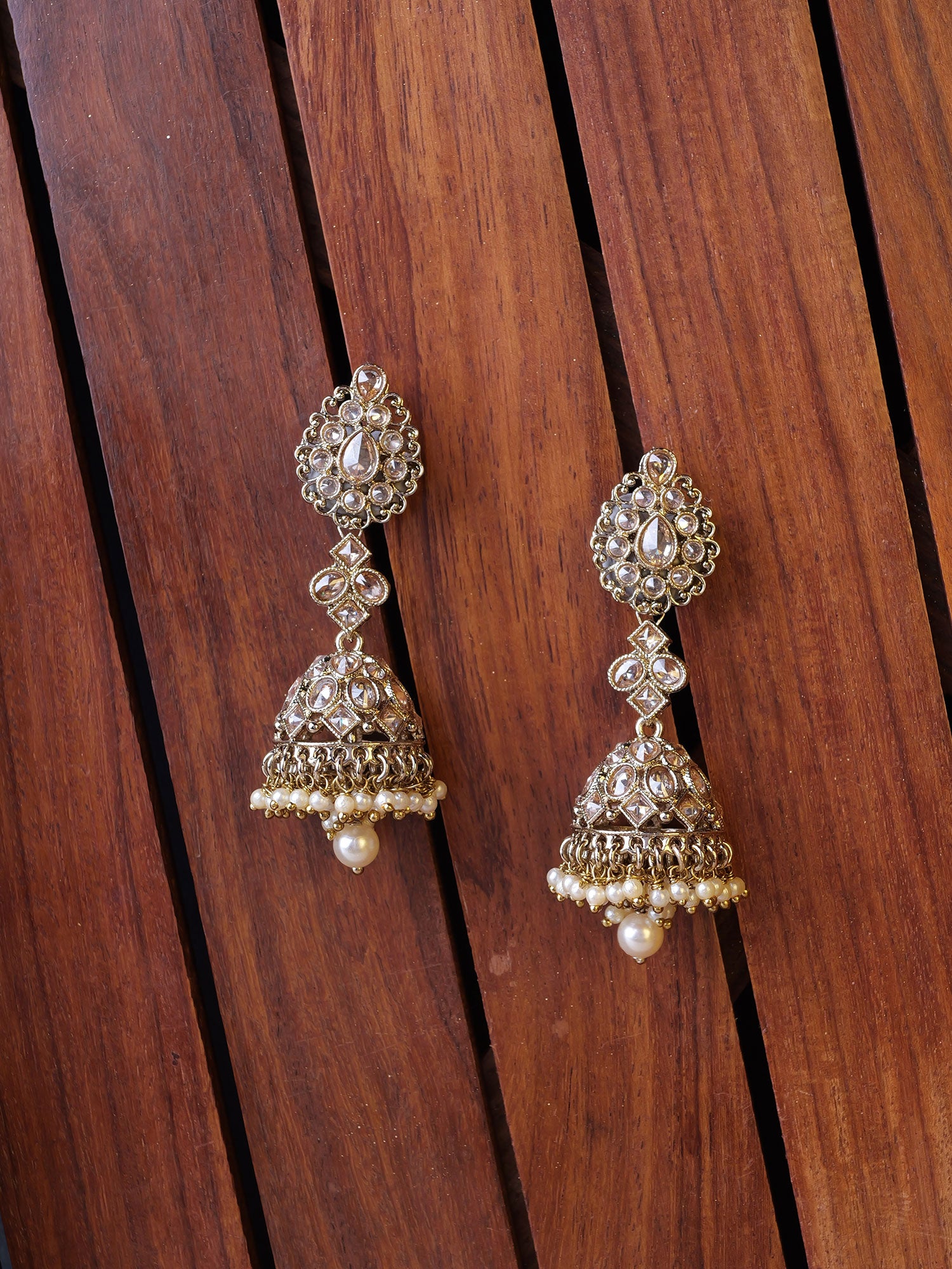 Aneesa Jhumka Earrings in Champagne