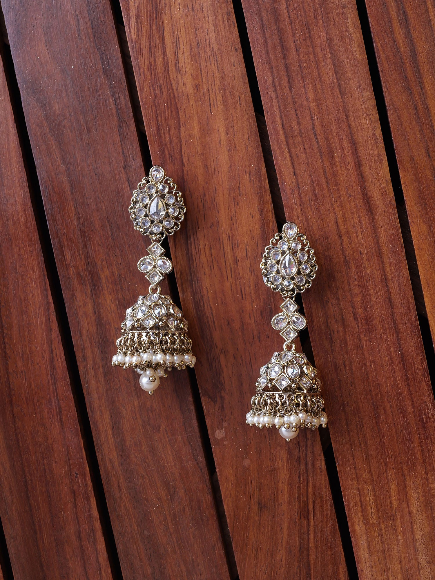 Aneesa Jhumka Earrings in White