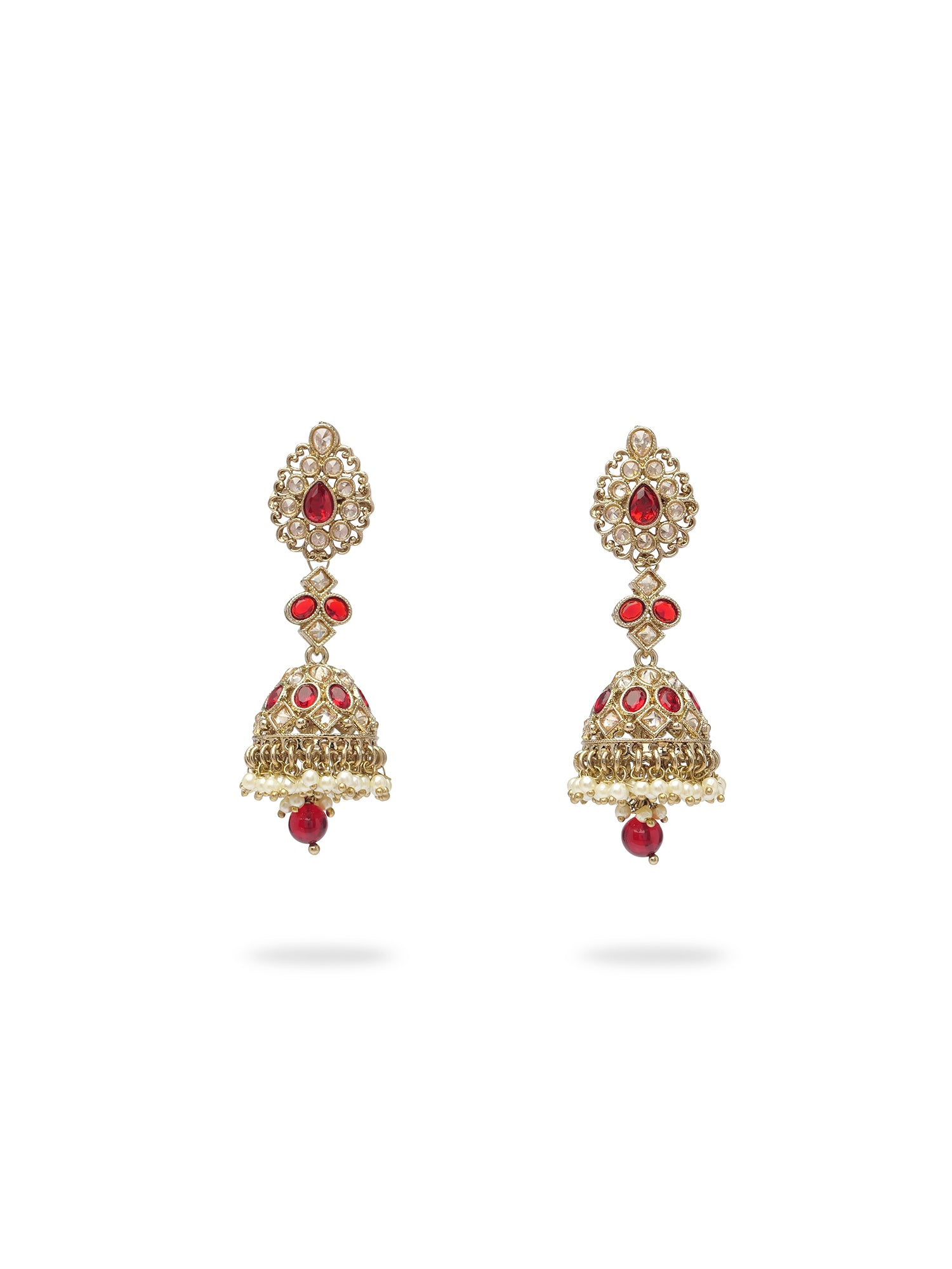 Aneesa Jhumka Earrings in Maroon