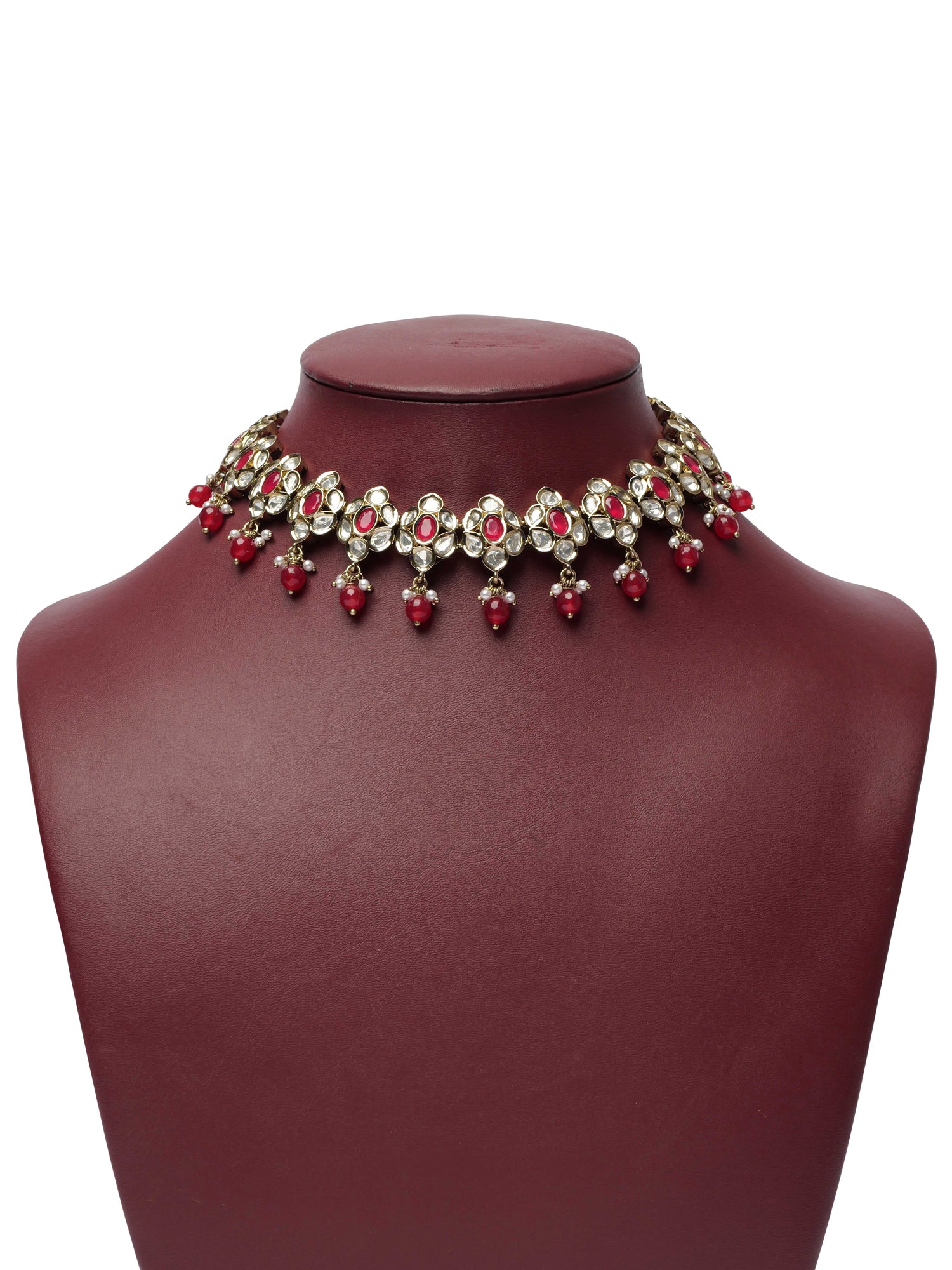 Anima Kundan Necklace Set in Ruby