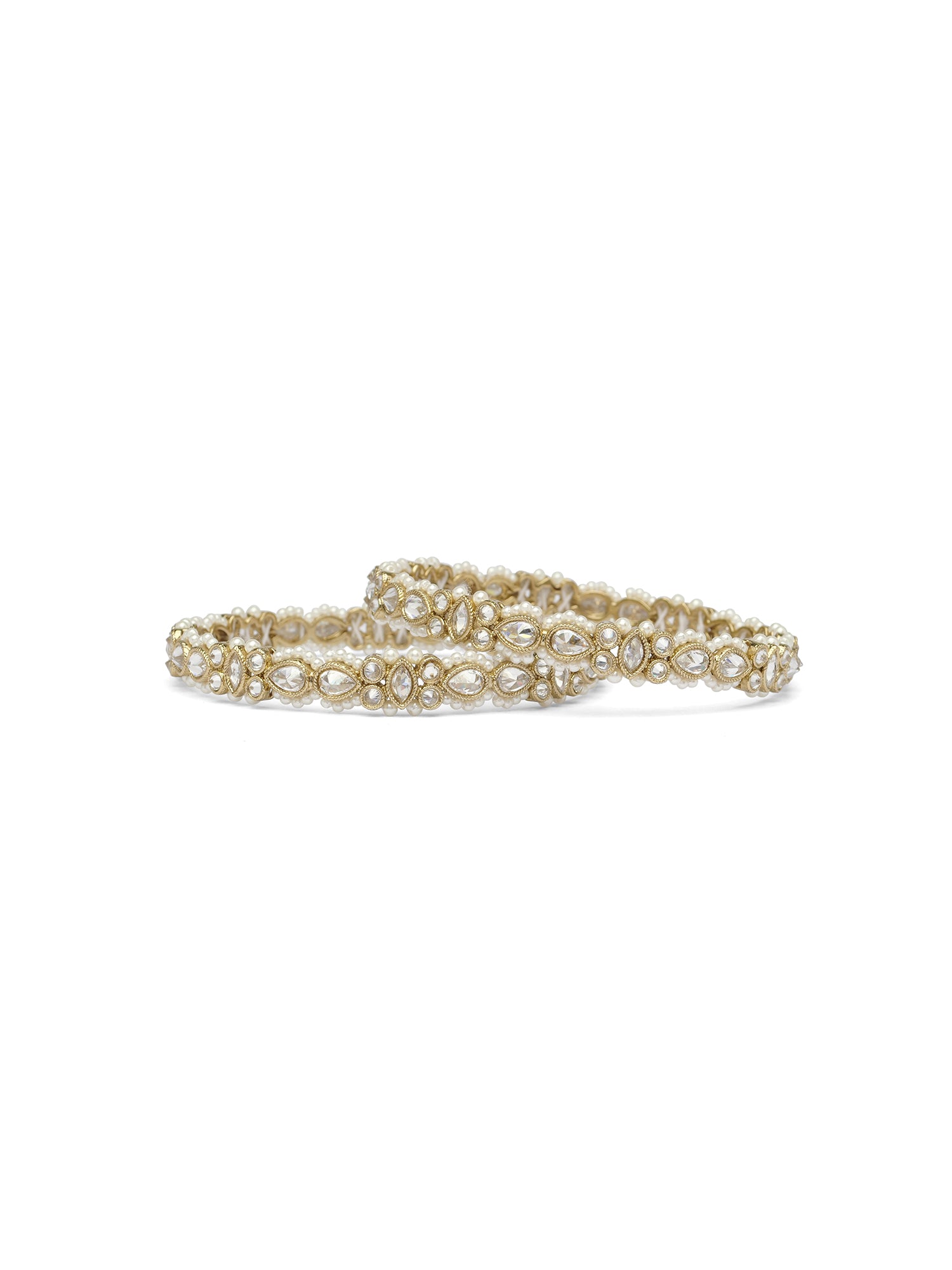 Anisha Pearl and White Kada Bangles