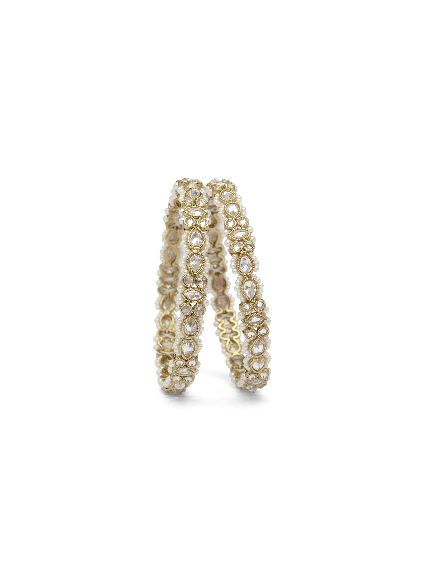 Anisha Pearl and White Kada Bangles