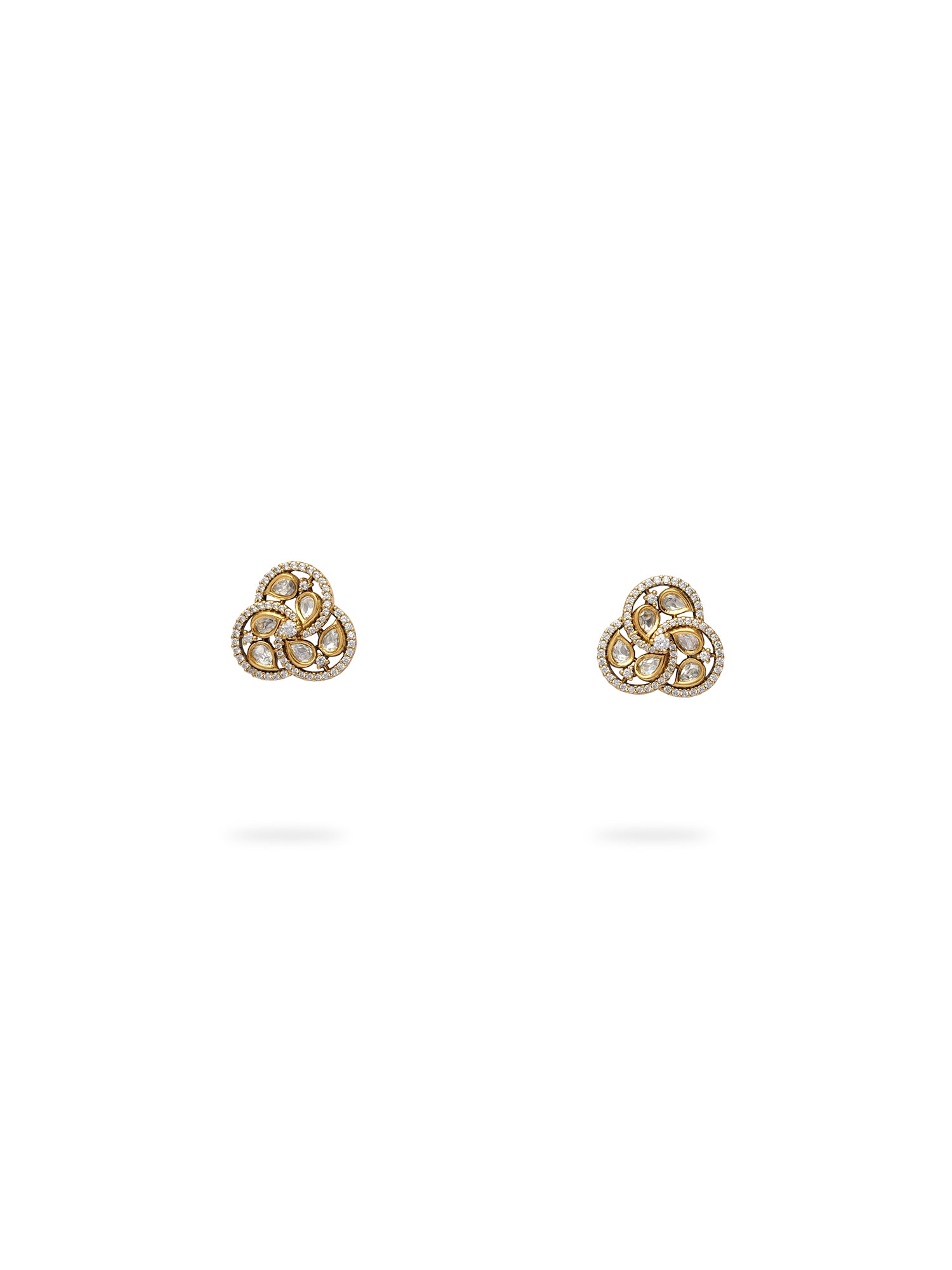 Anjana Kundan Studs in White
