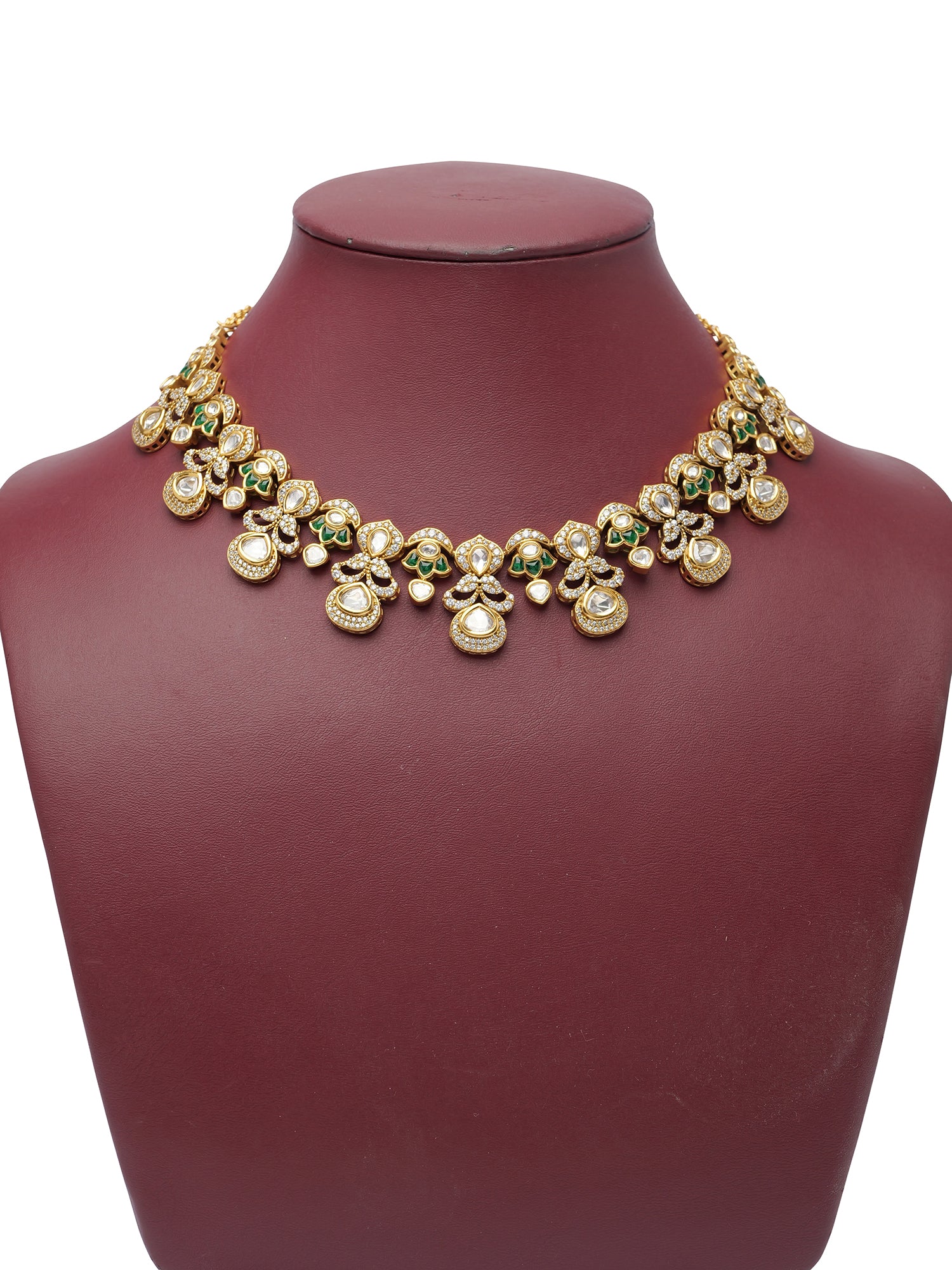 Anmol Kundan Necklace Set in Green