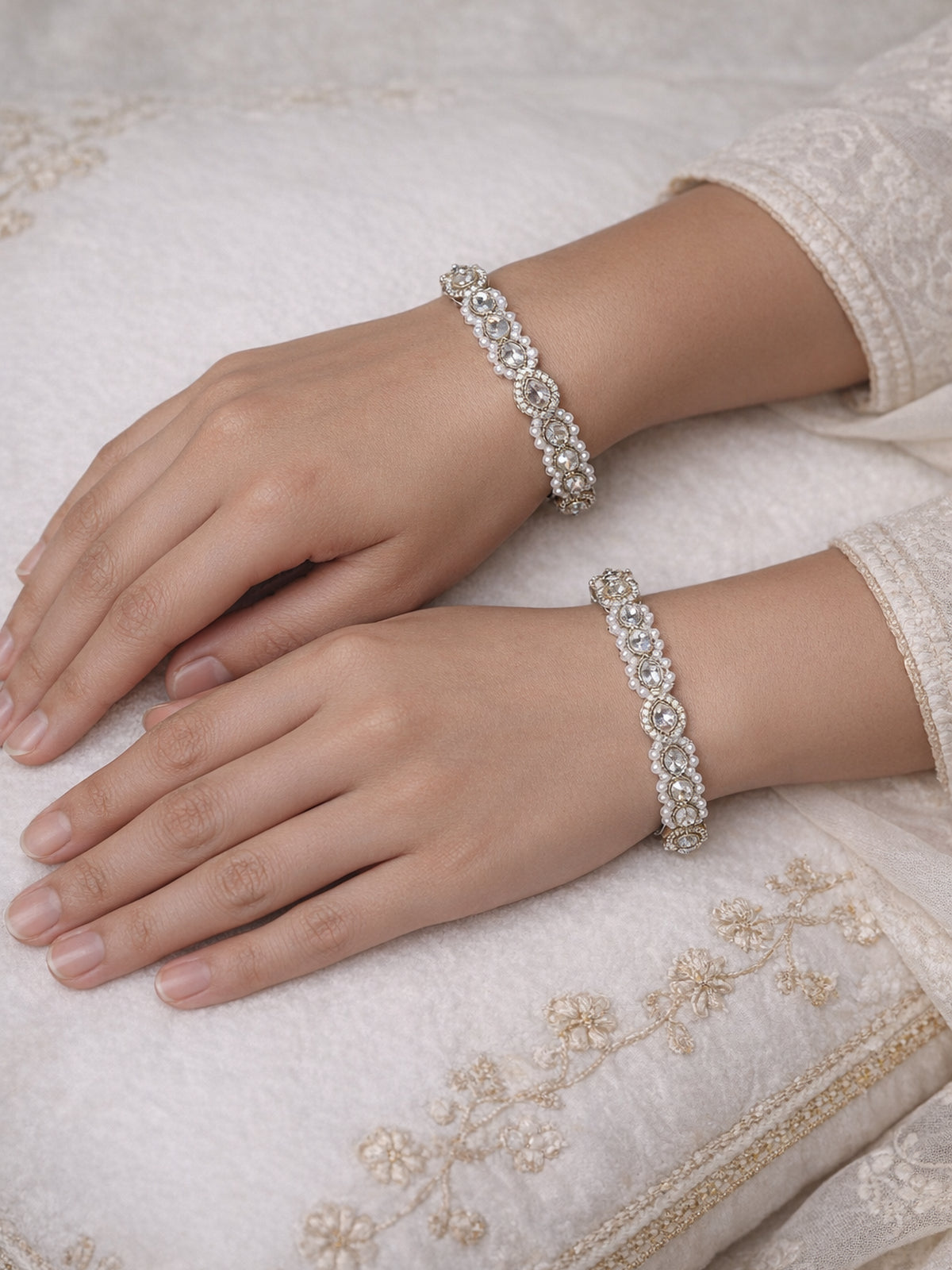 Anmol Pearl Kadas in White