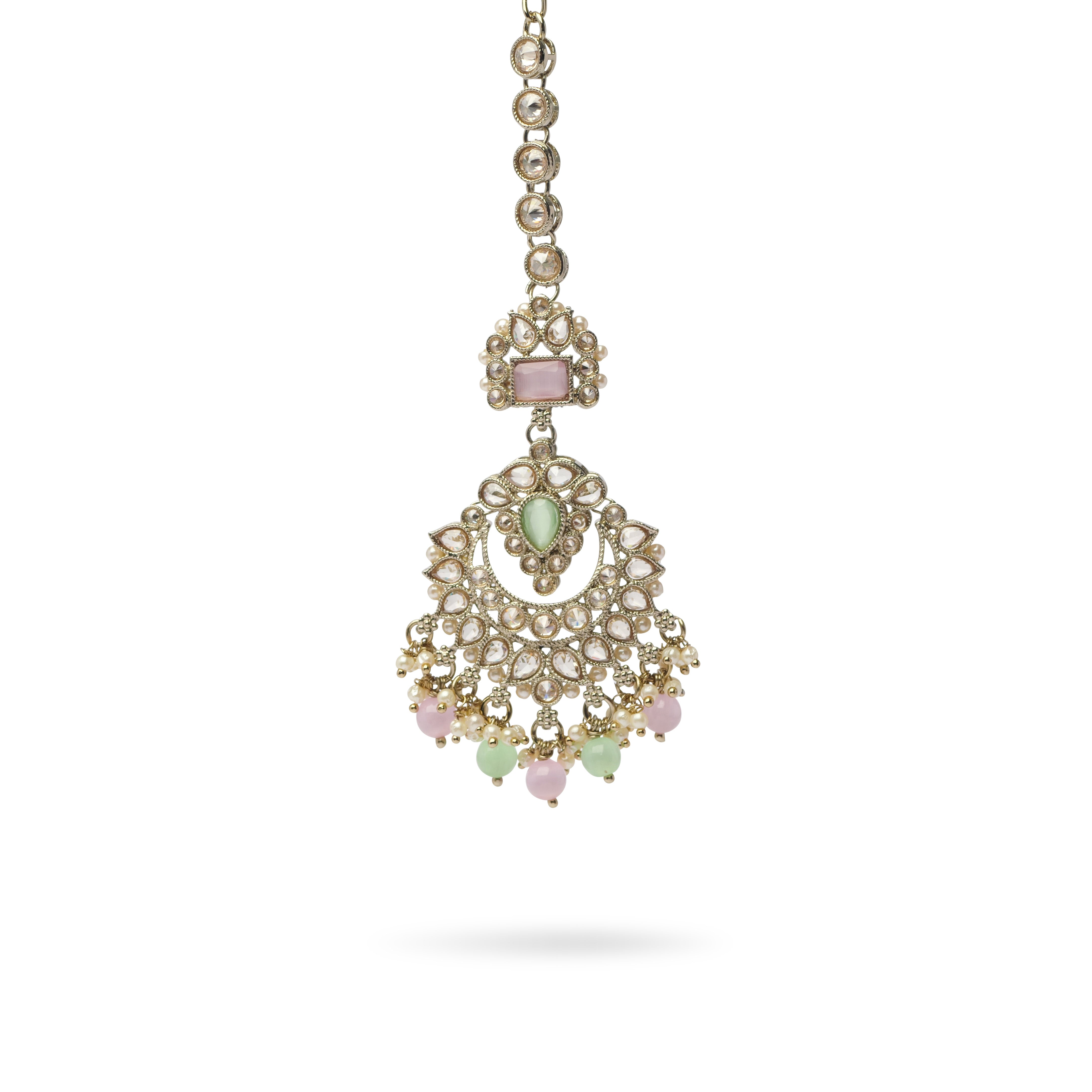 Anoushka Necklace Set in Pink and Mint