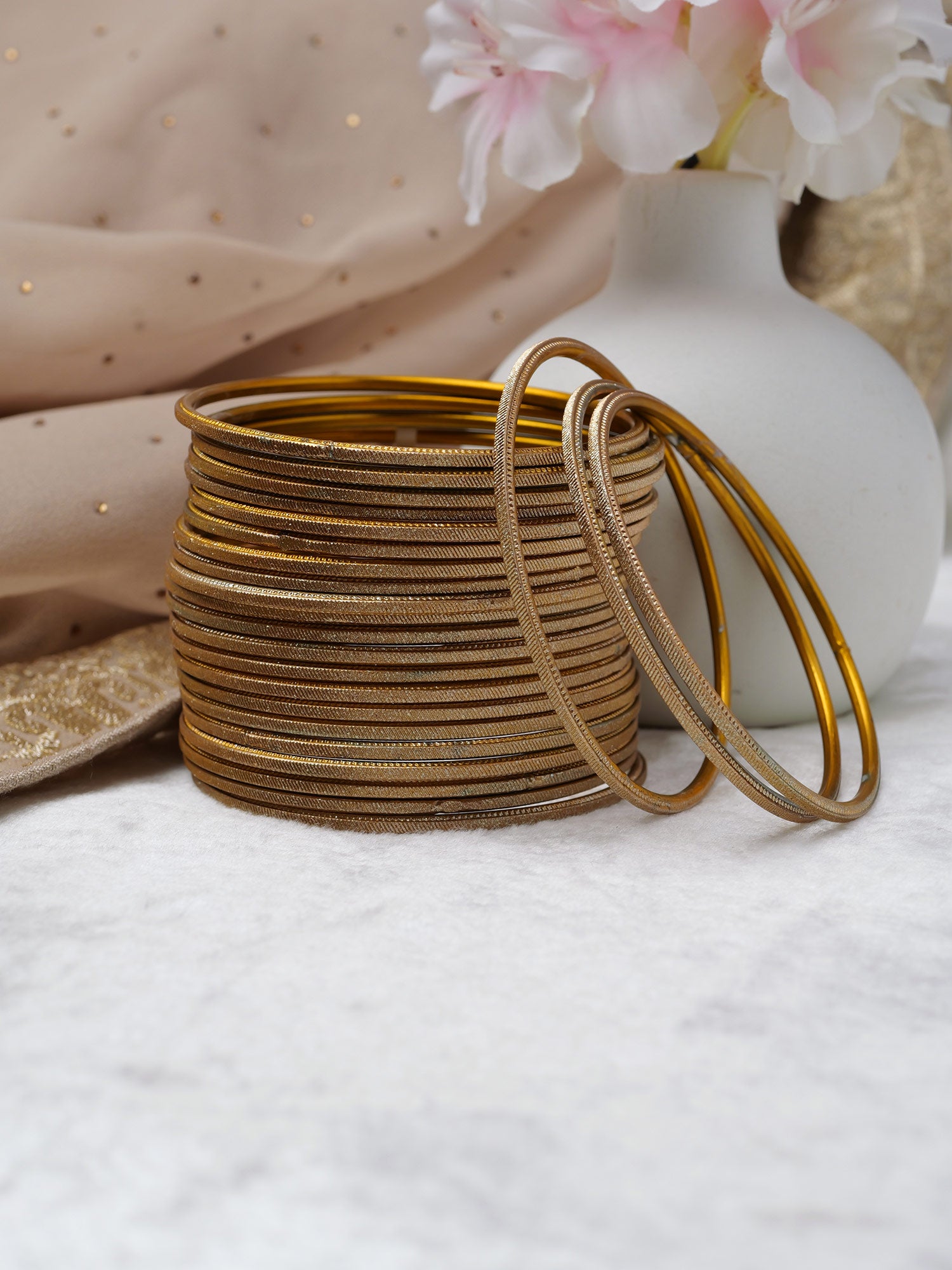Antique Gold Shimmer Bangles