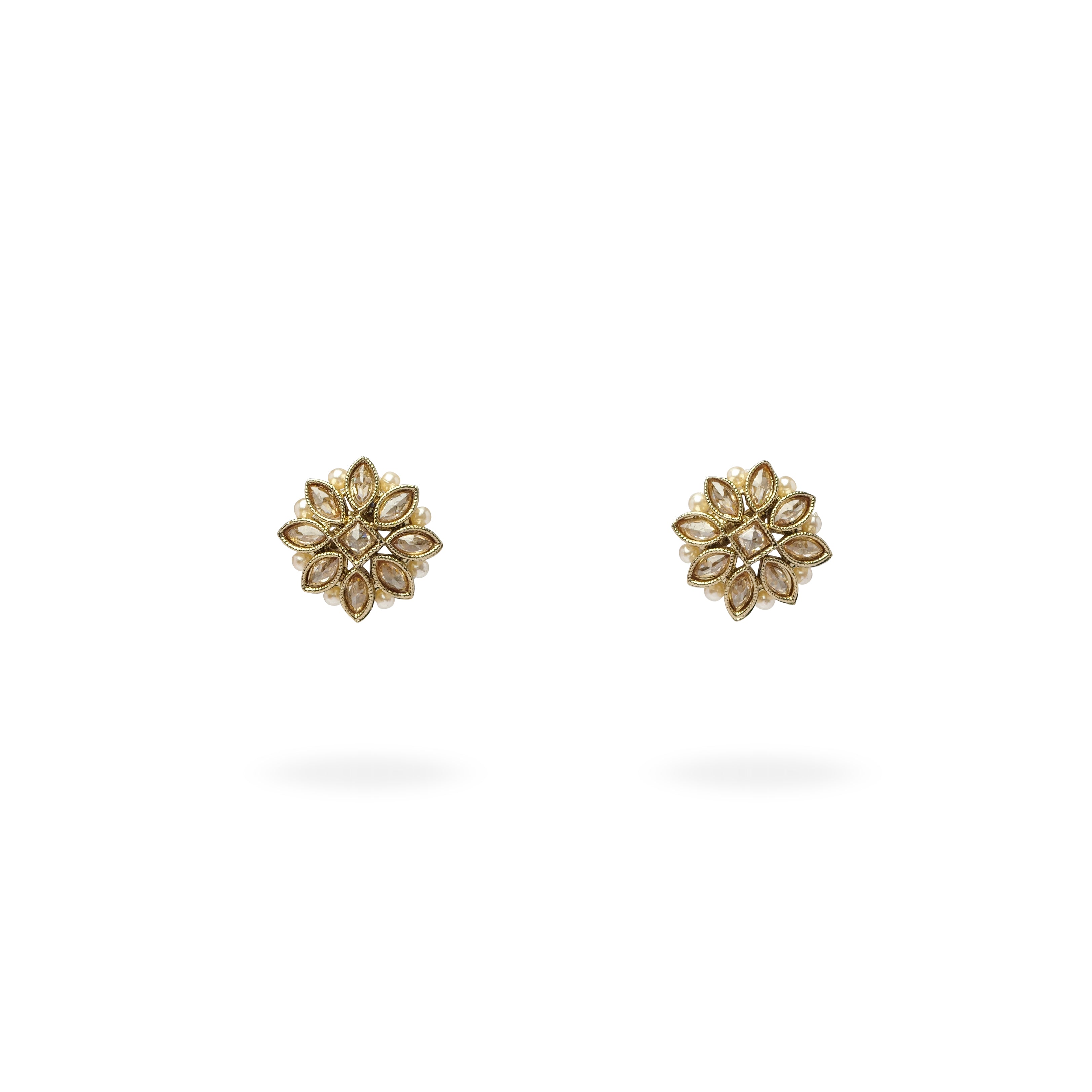 Anu Pearl Ear Studs in Antique Gold