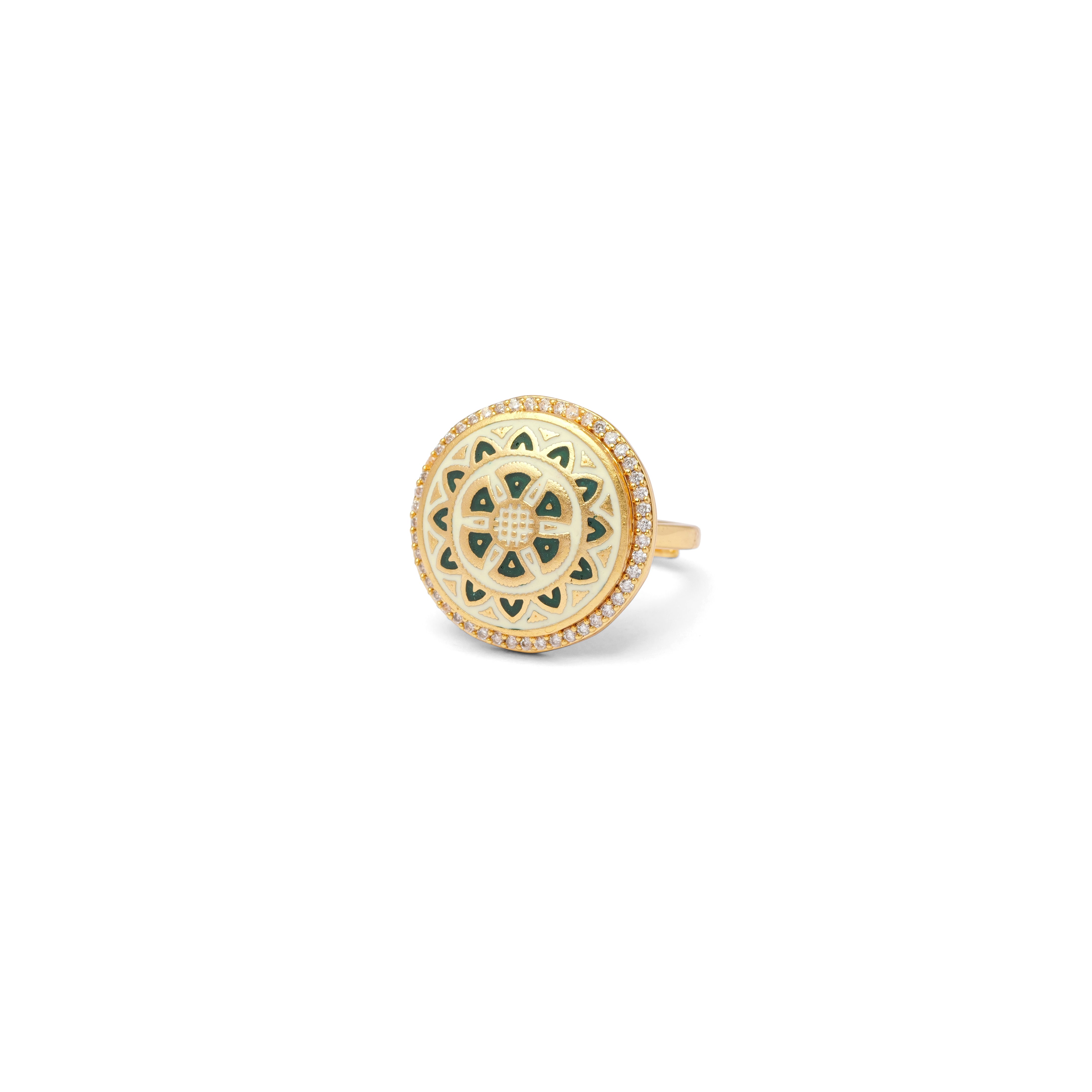 Anura Meenakari Ring in Green