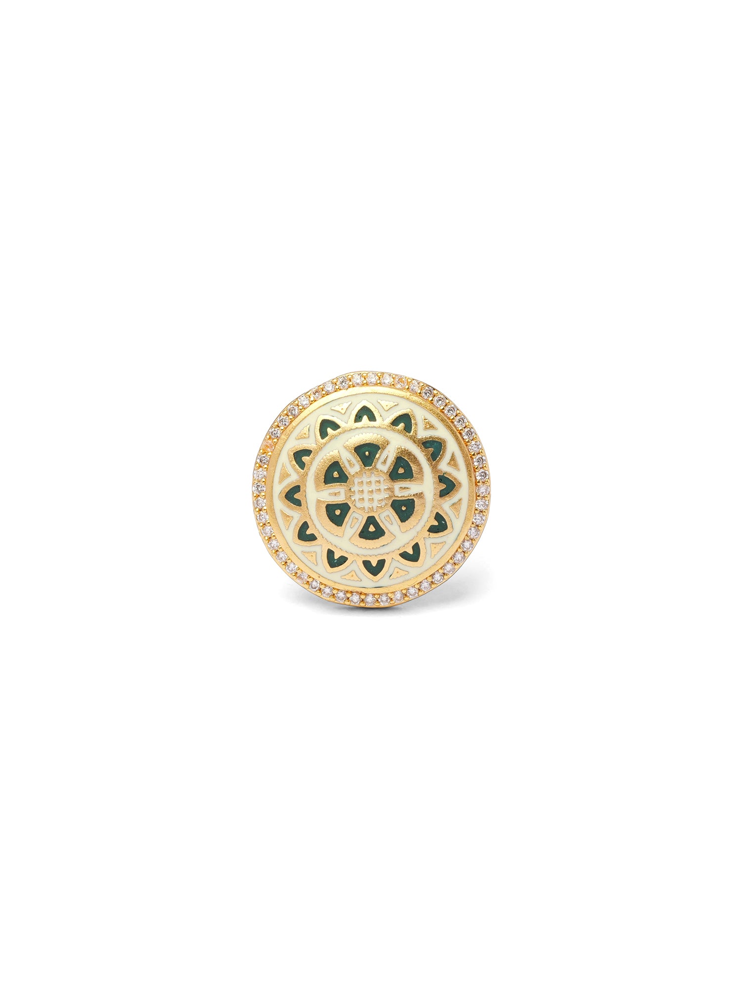 Anura Meenakari Ring in Green