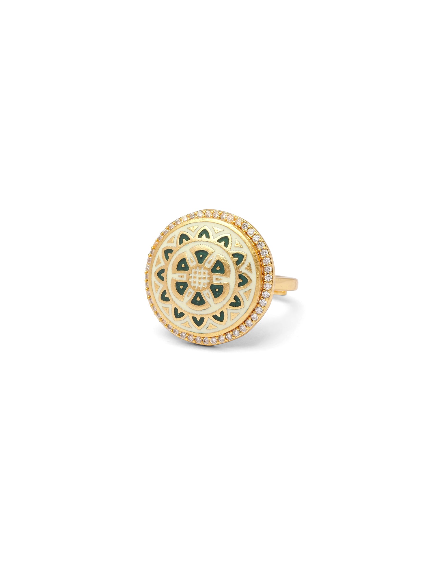 Anura Meenakari Ring in Green