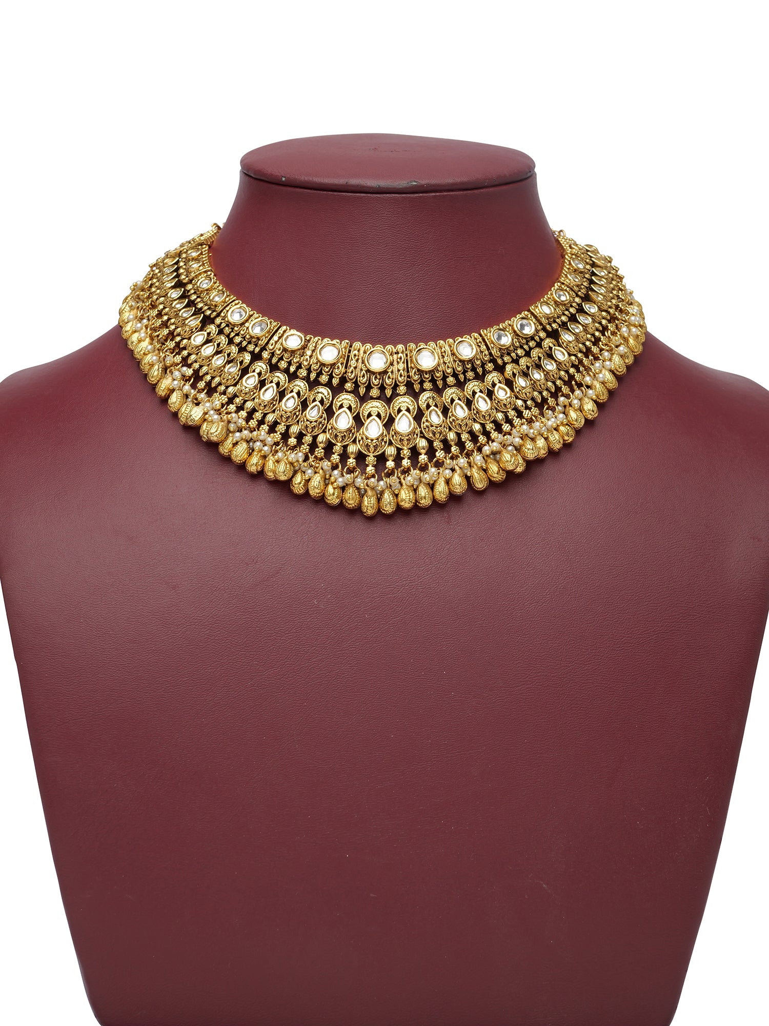Anuradha Kundan Necklace Set in White