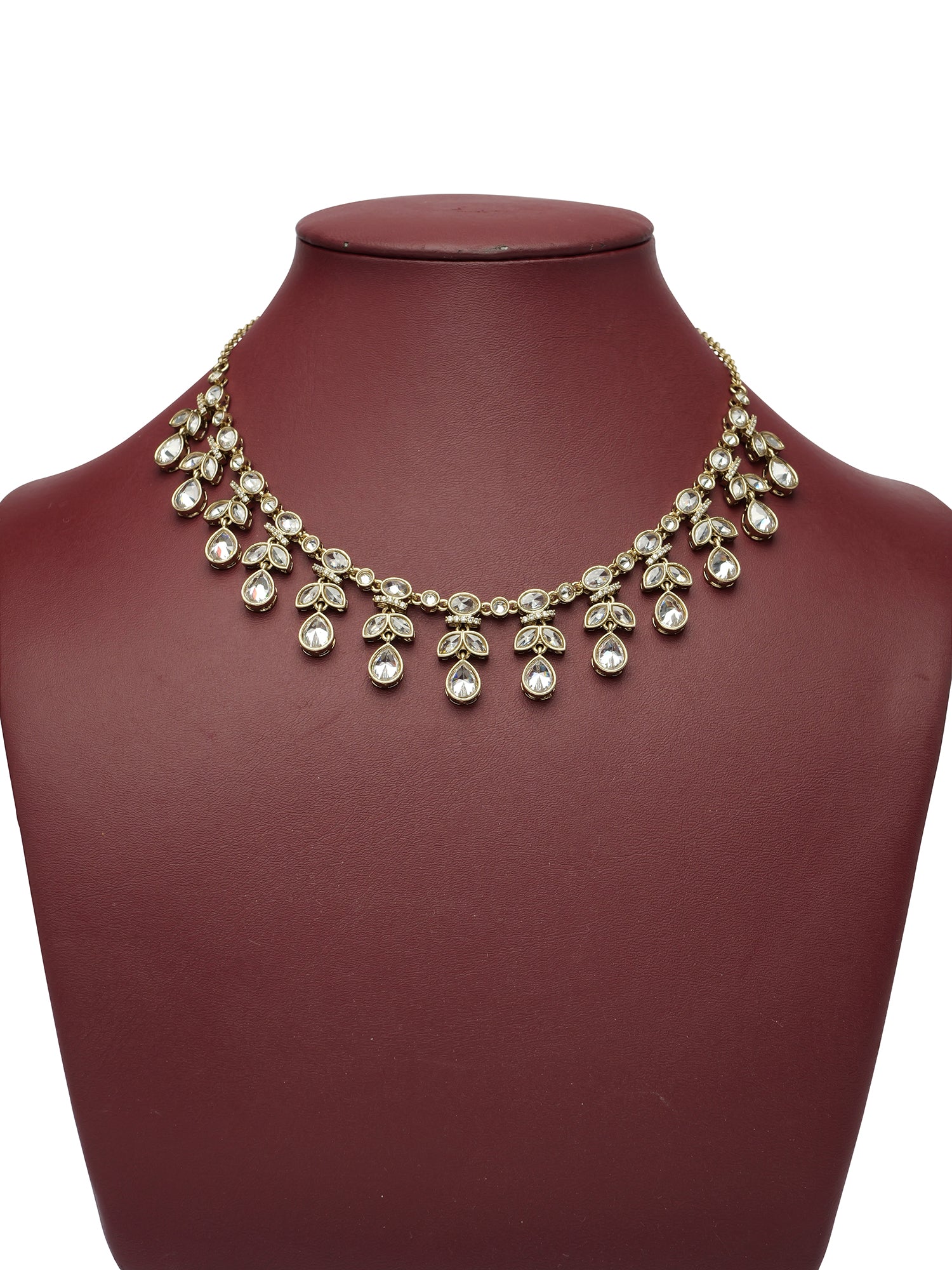 Anushka Necklace Set in White and Antique Gold