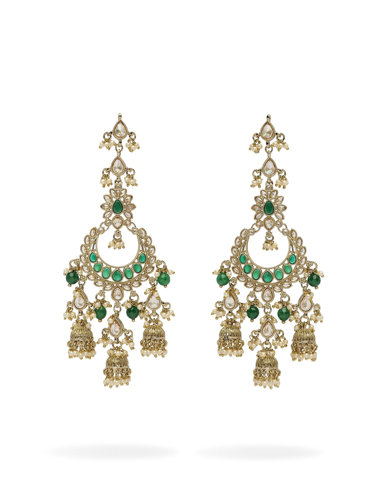 Anushree Bridal Necklace Set in Pearl and Green