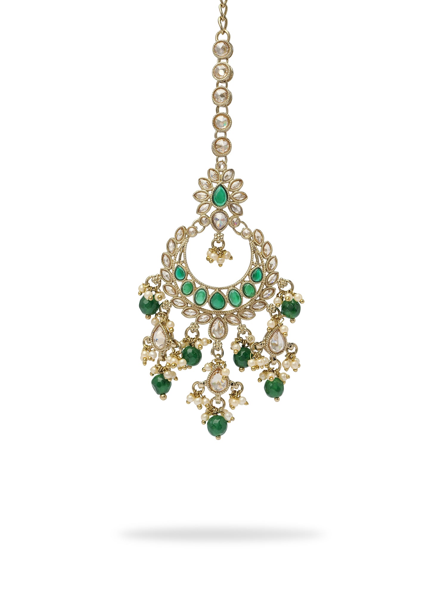 Anushree Bridal Necklace Set in Pearl and Green