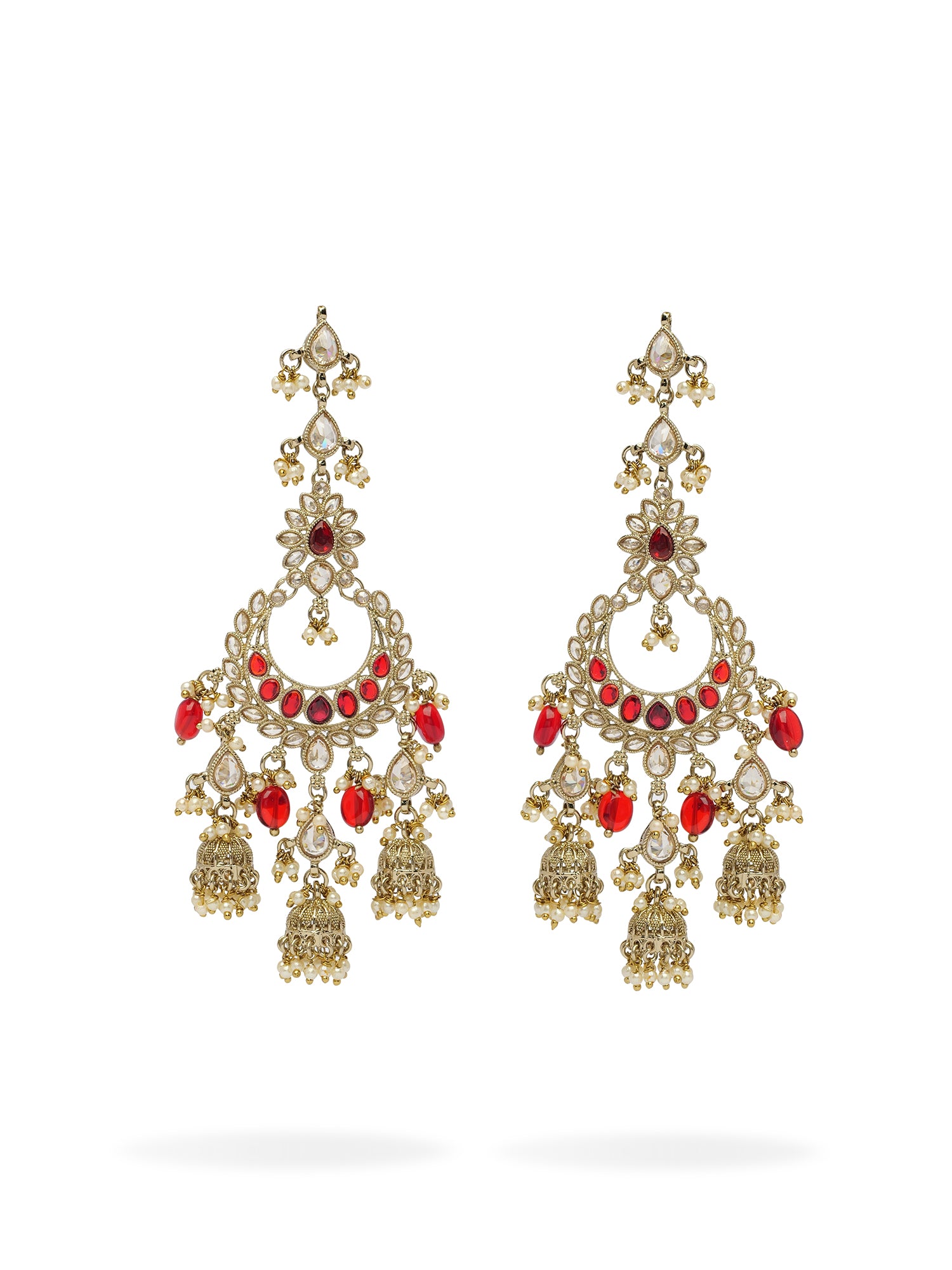 Anushree Bridal Necklace Set in Pearl and Maroon
