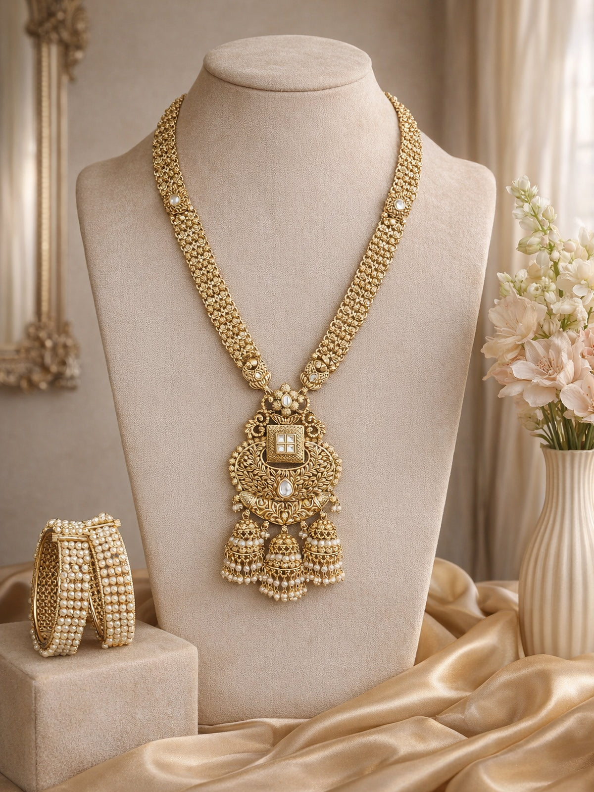 Anvaya Kundan Rani Haar in White