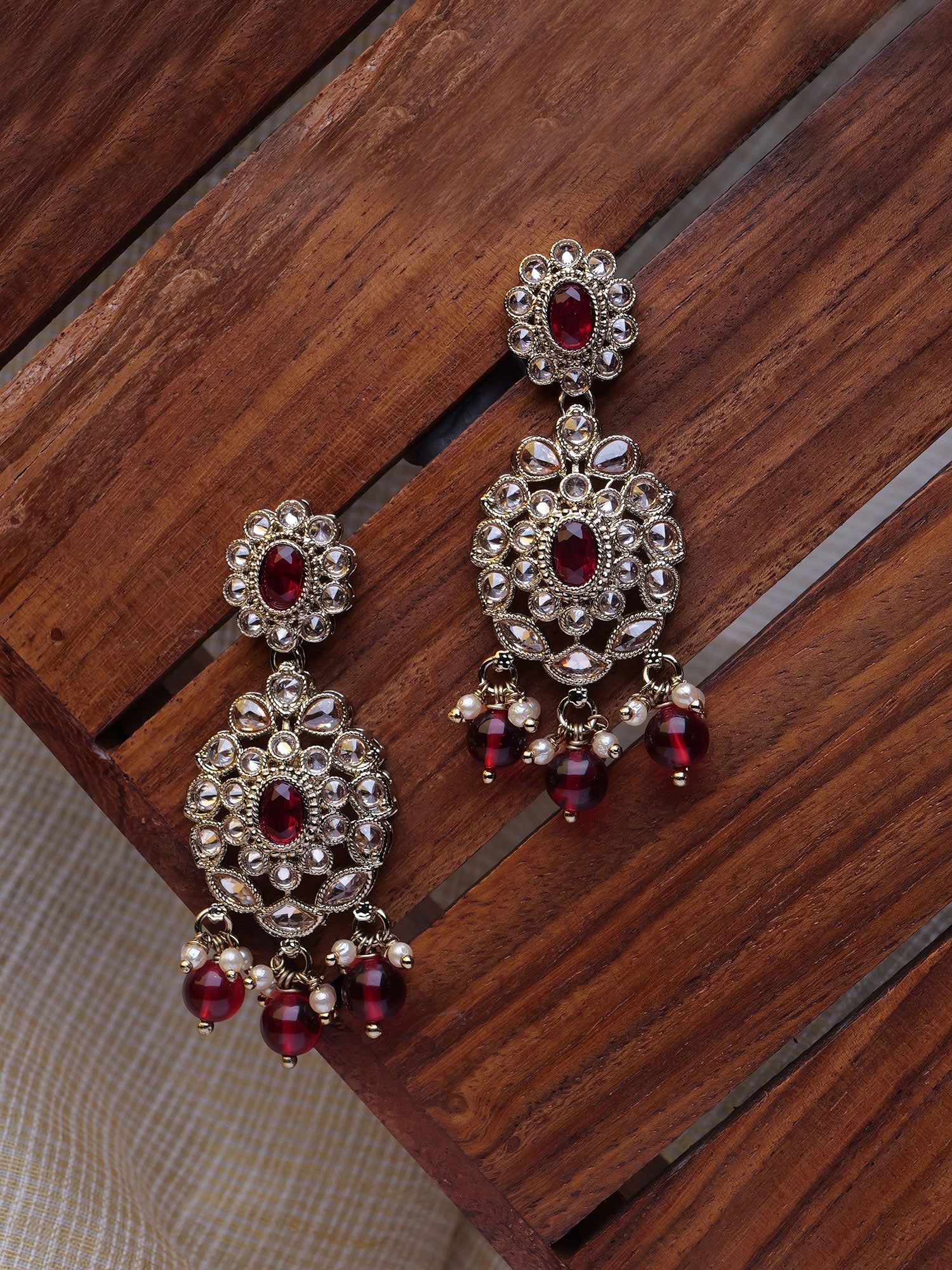 Anvika Earrings in Maroon