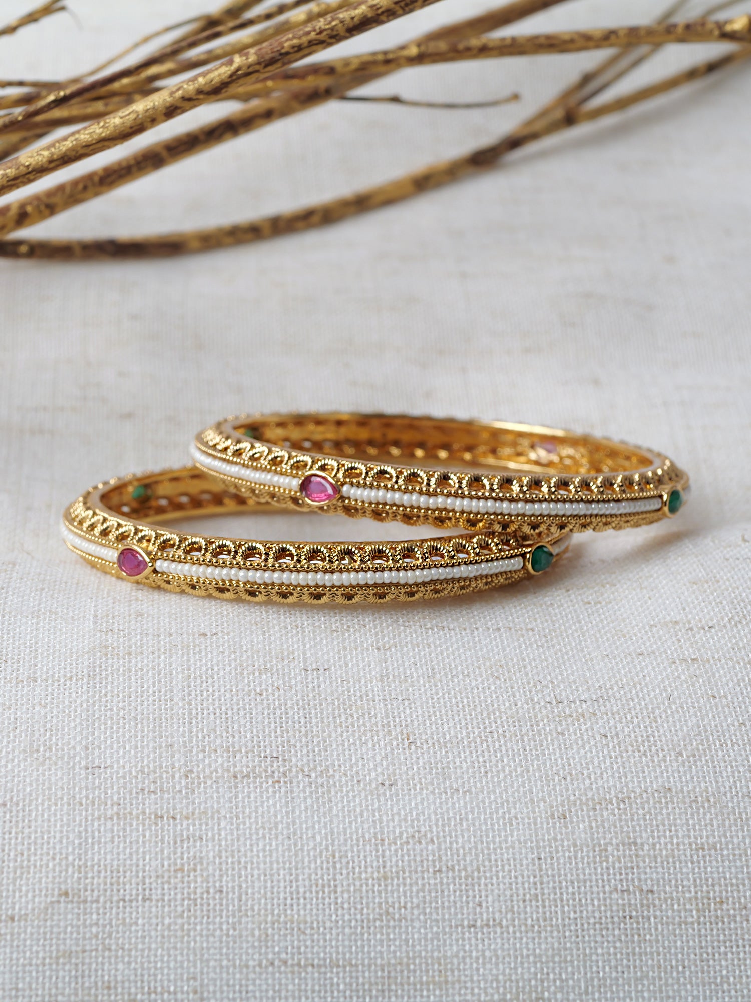 Apsara Classic Bangles in Pearl and Multi