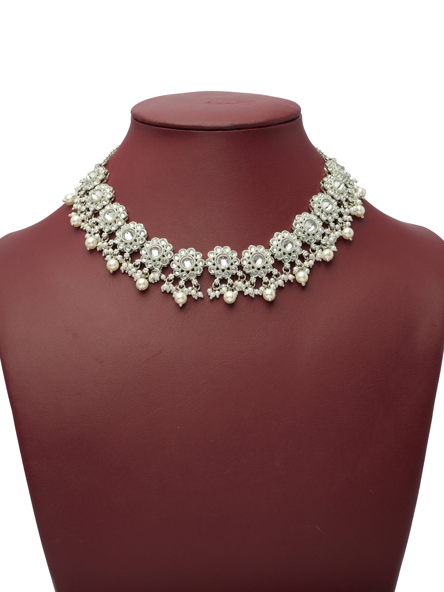 Arana Necklace Set in Rhodium