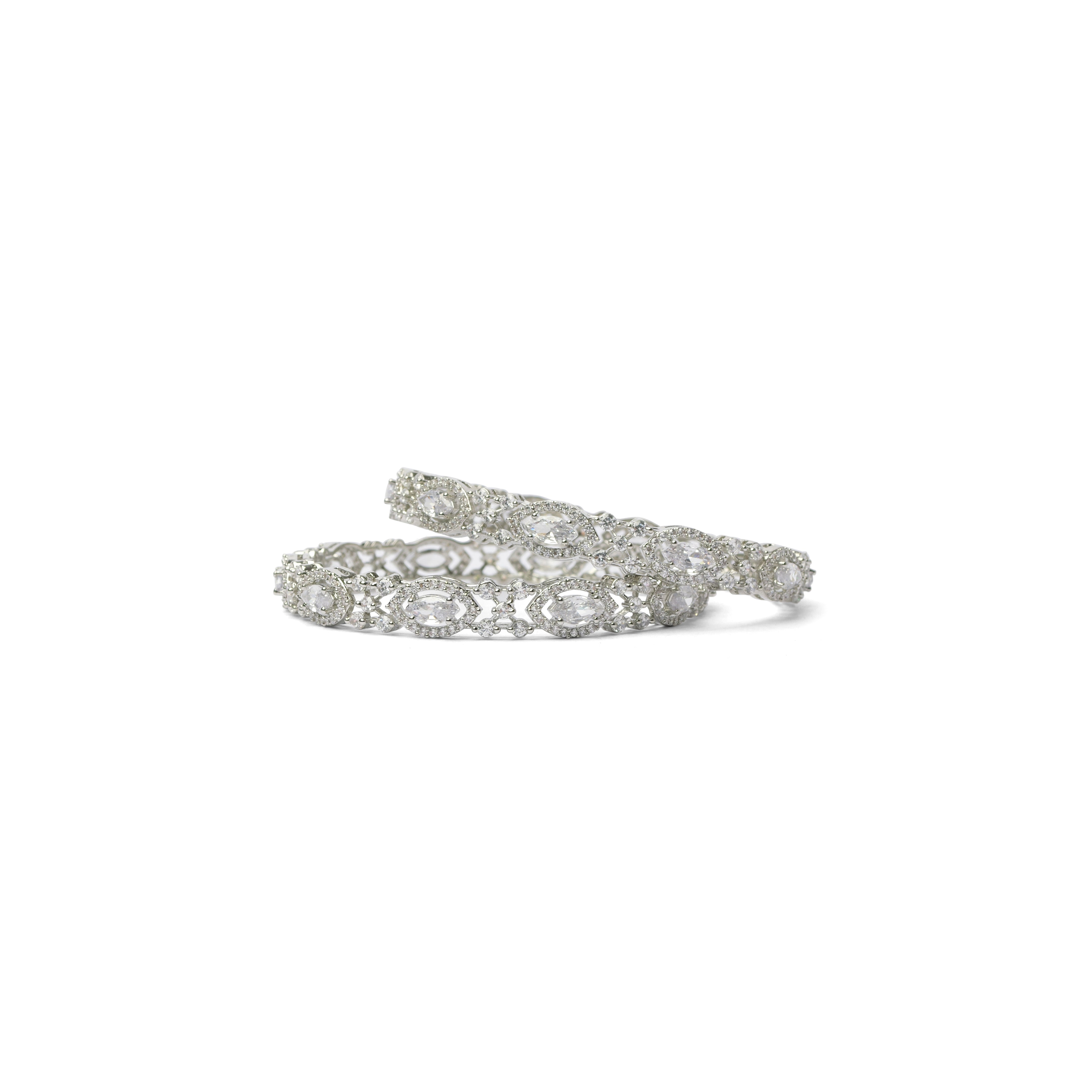 Aria Cubic Zirconia Bangles in Rhodium