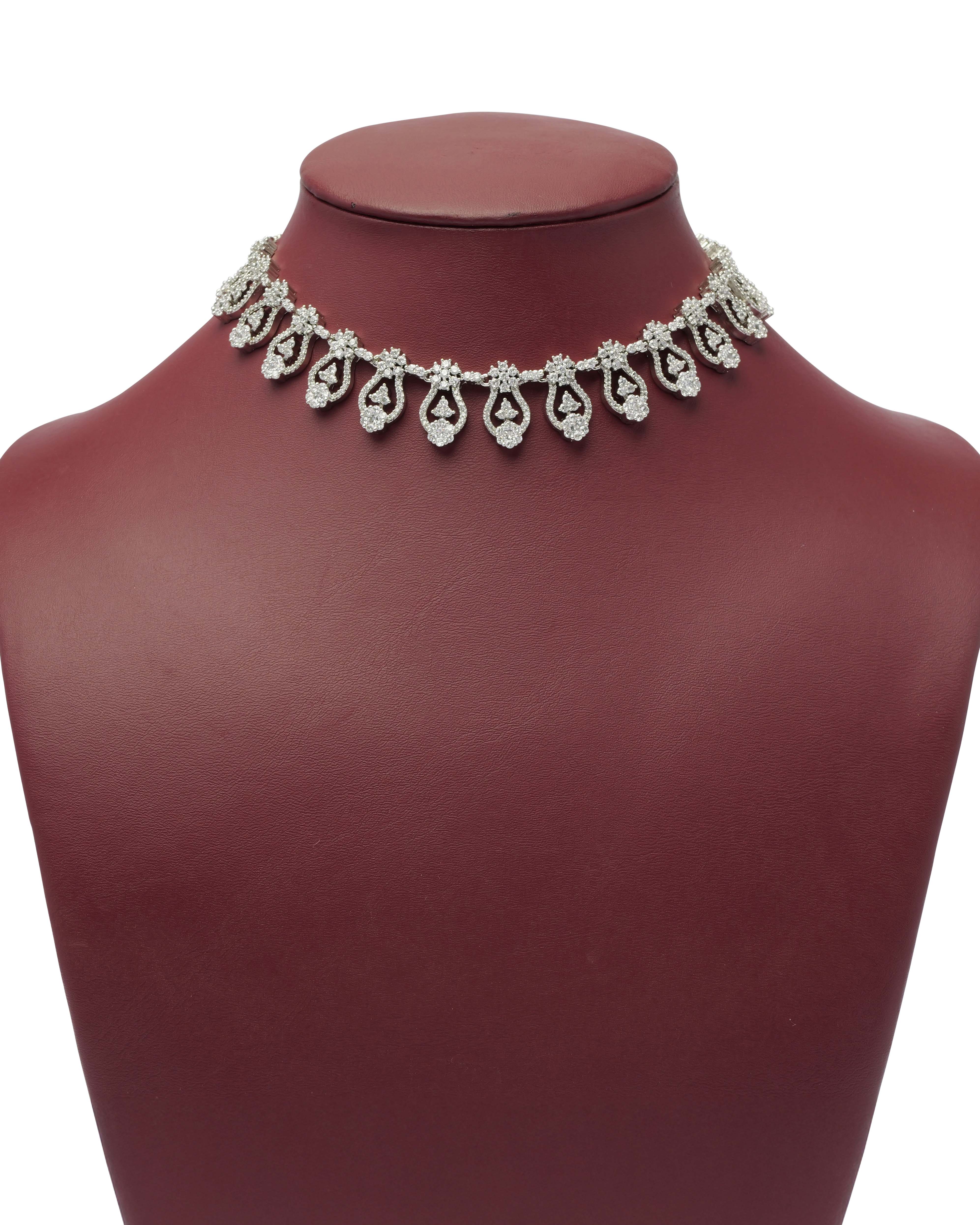 Arielle Cubic Zirconia Necklace Set in Rhodium