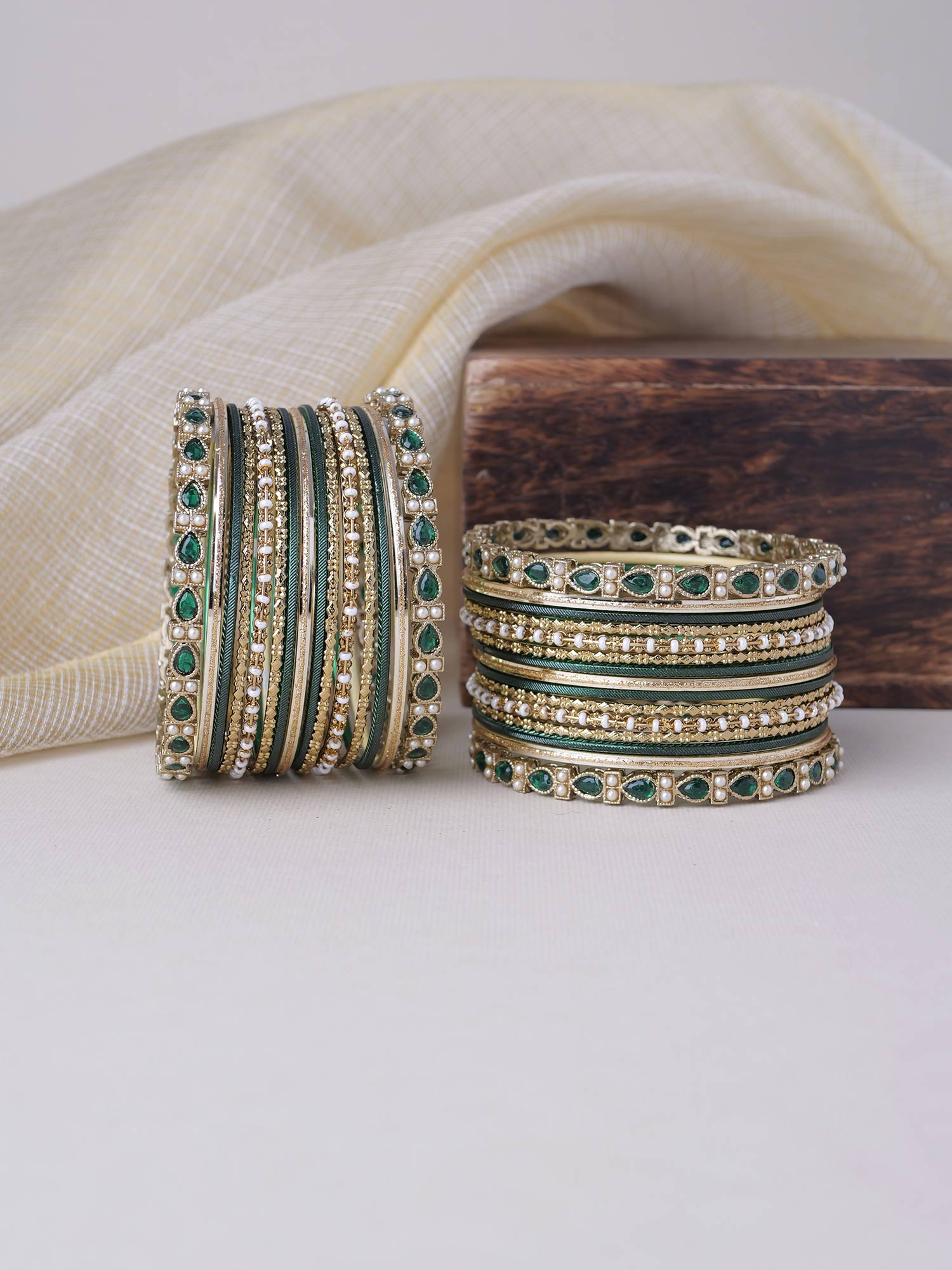 Arisha Bangle Set in Dark Green