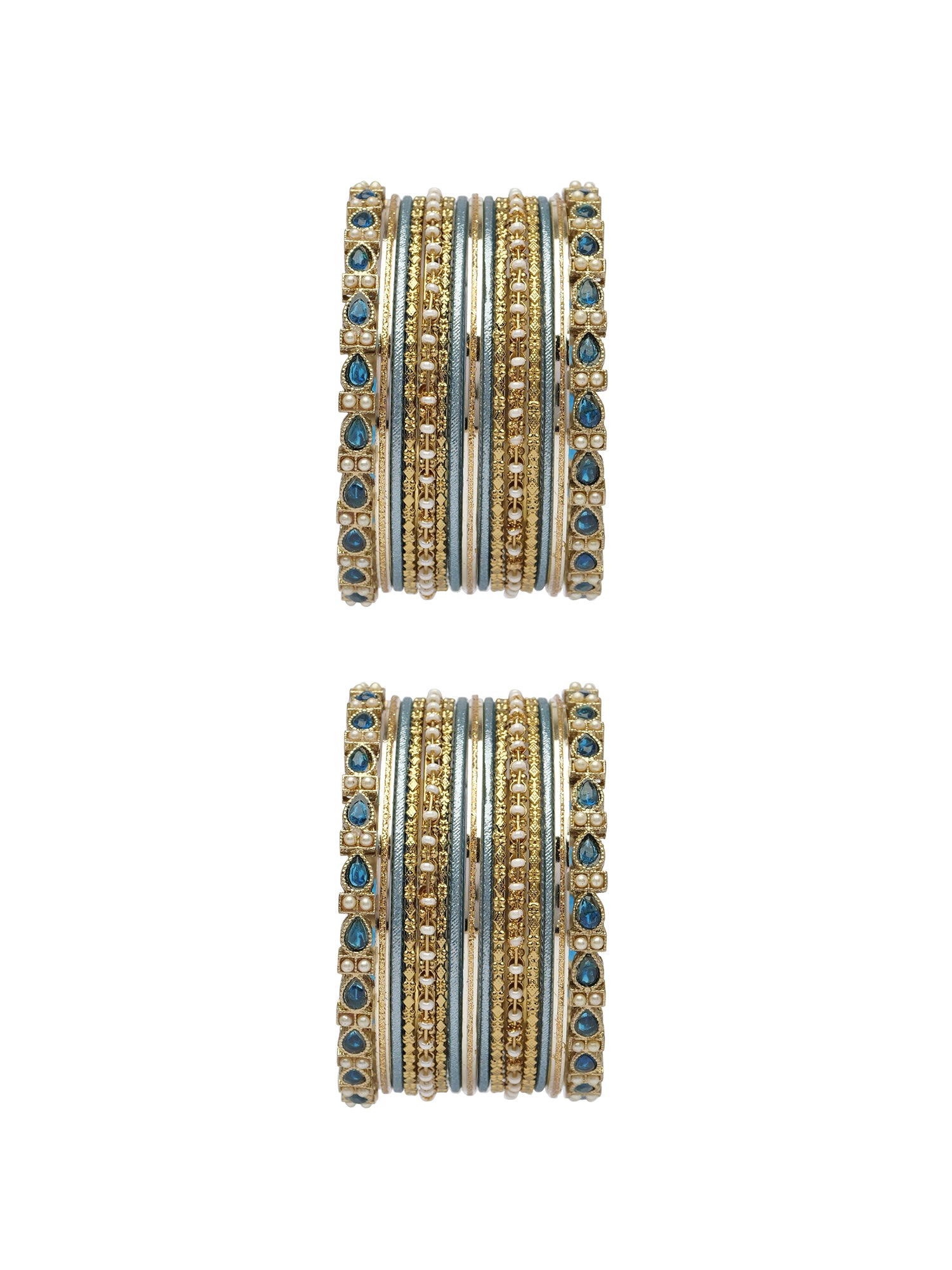 Arisha Bangle Set in Peacock Blue