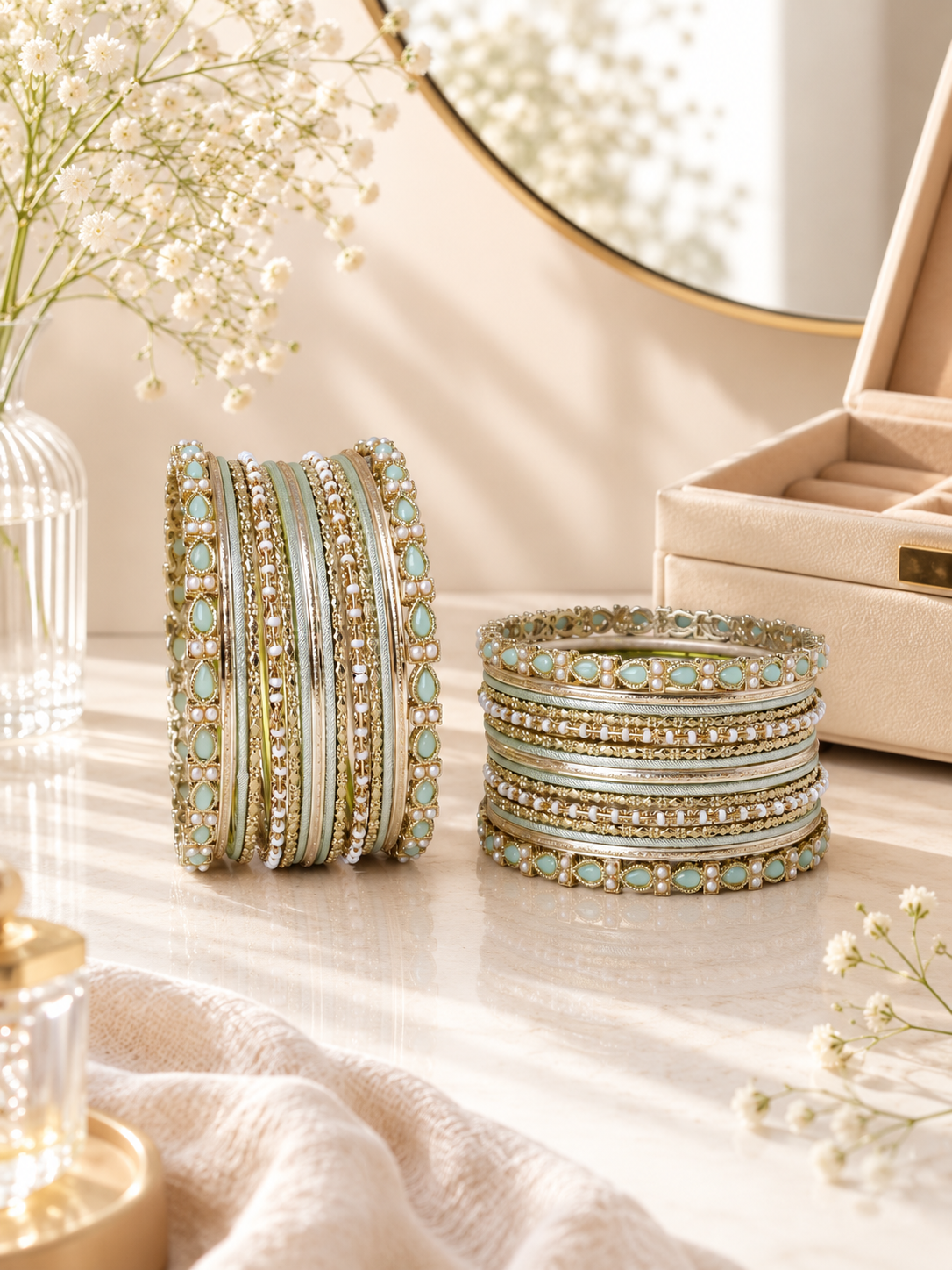 Arisha Bangle Set in Mint