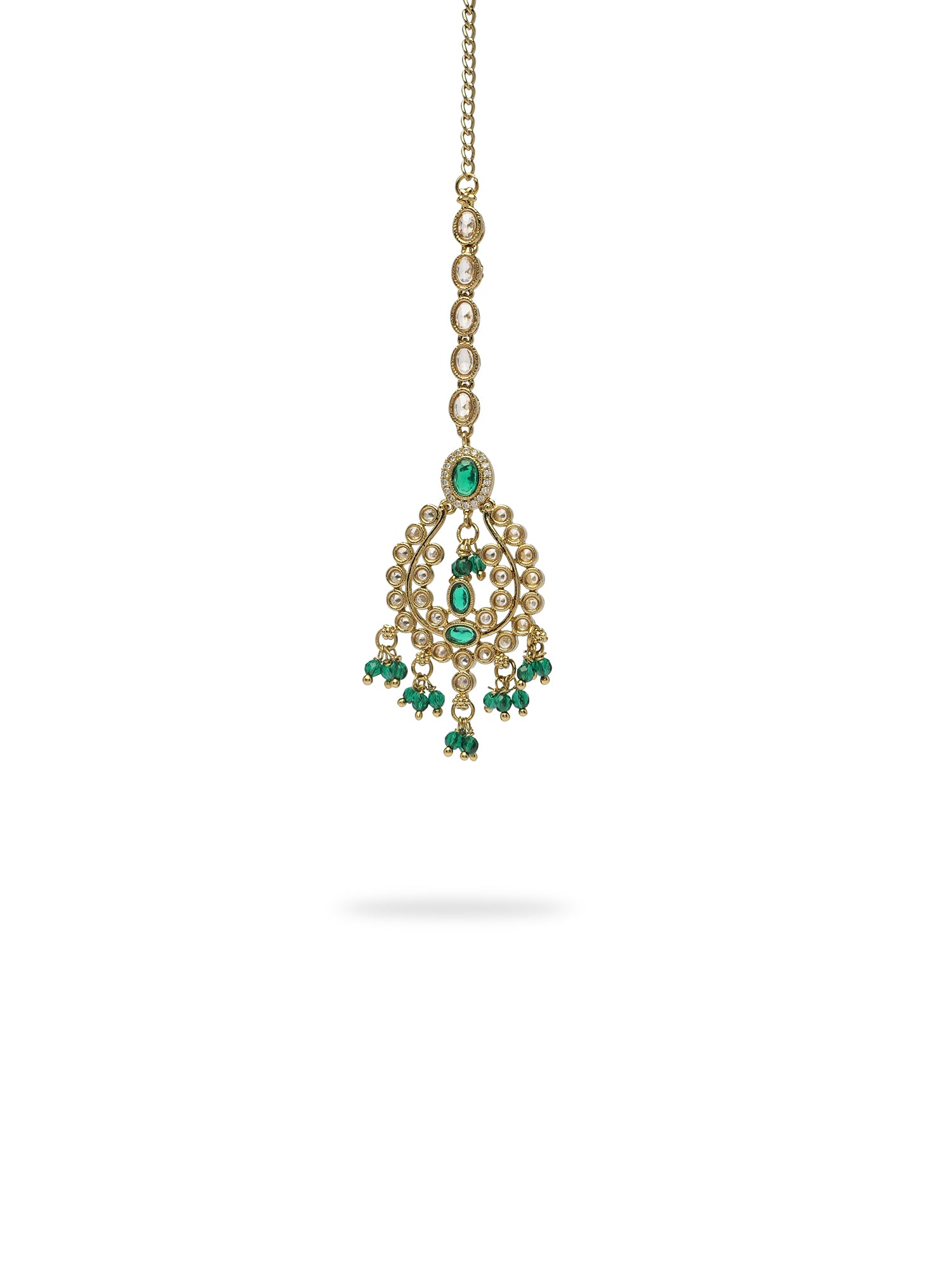 Ariya Necklace Set in Green and Antique Gold