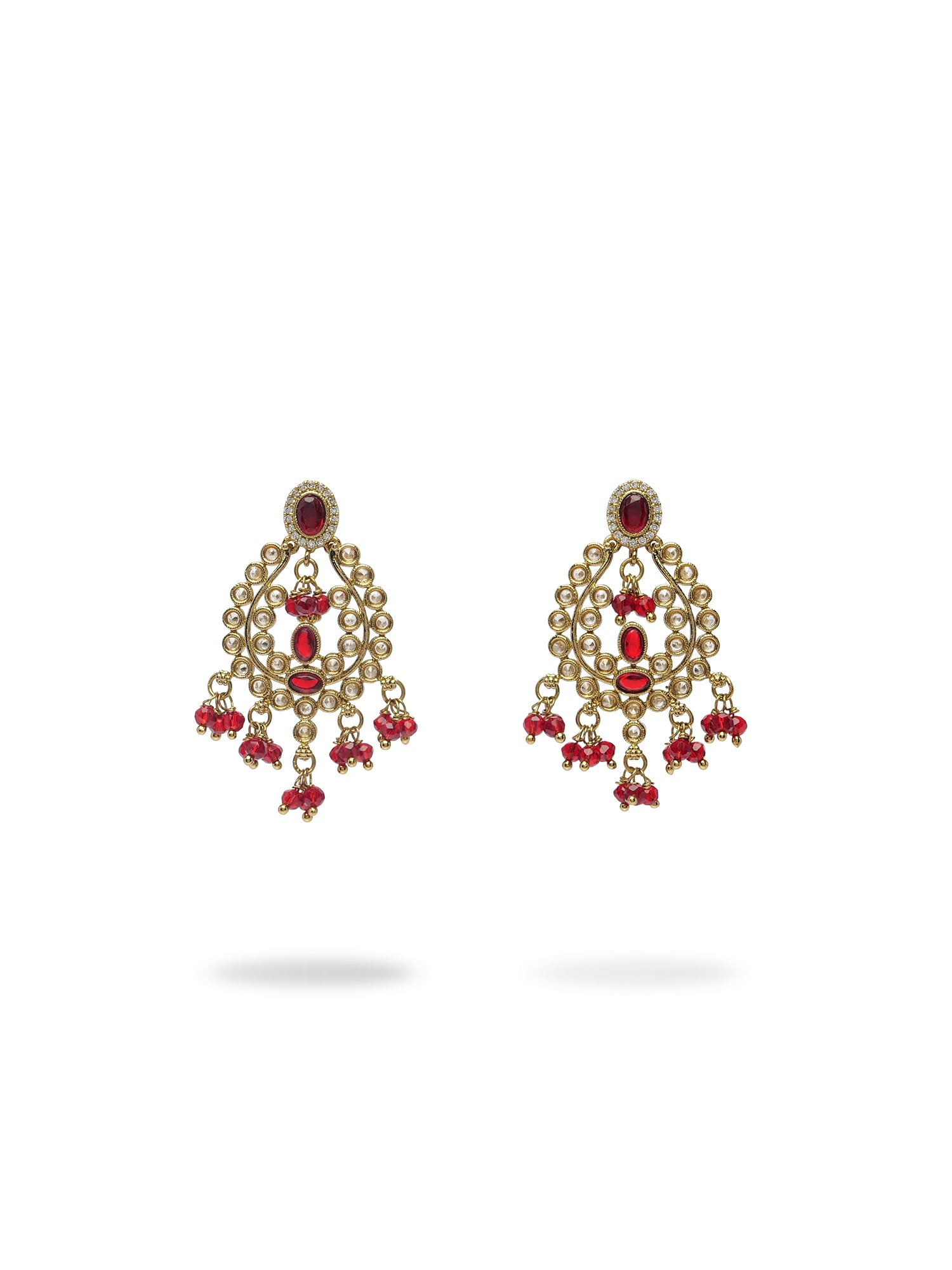 Ariya Necklace Set in Maroon and Antique Gold